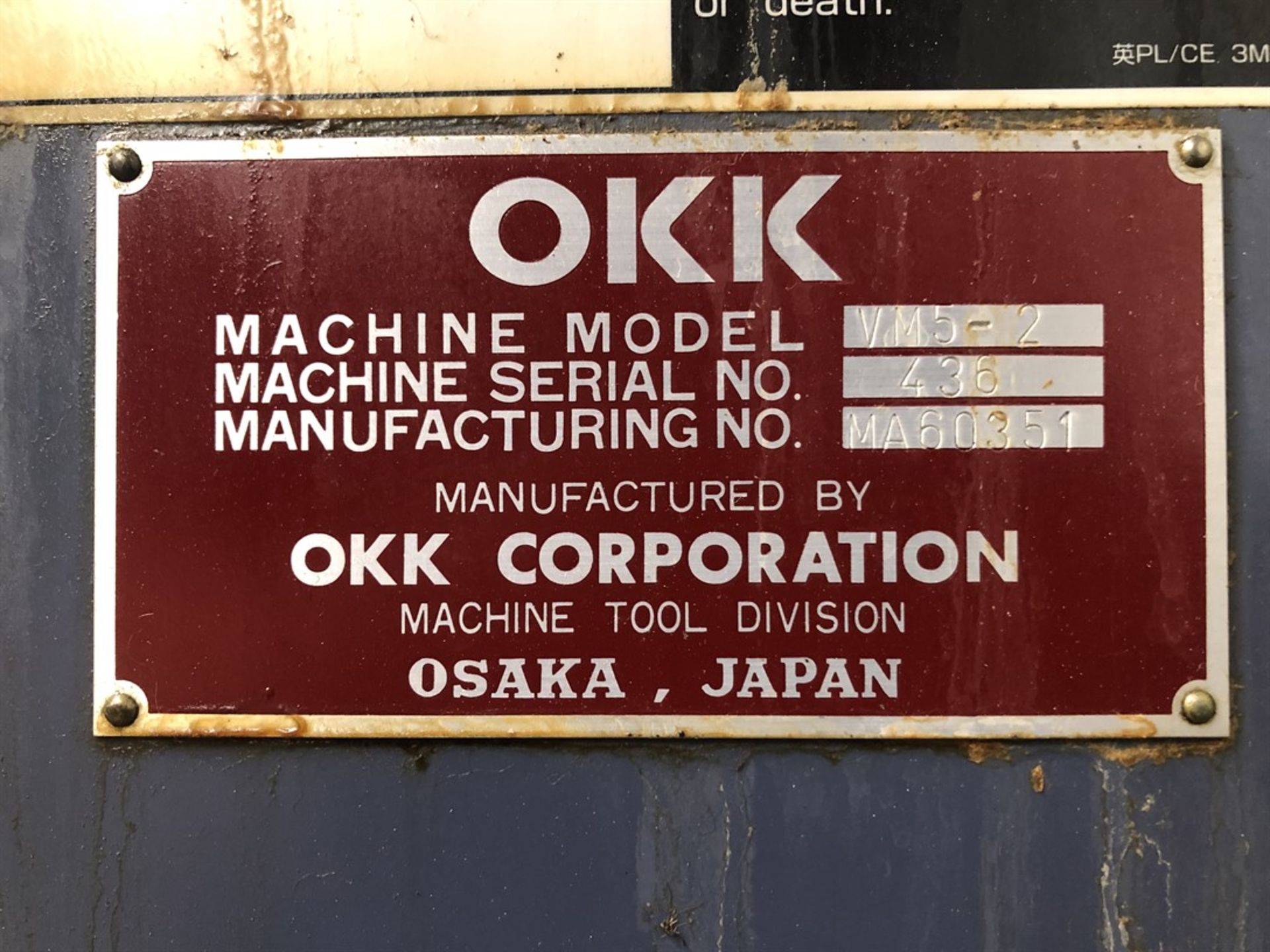 OKK VM5II Vertical Machining Center, s/n, 436, Neomatic 635 Control, 22” x 41” Table, CT40 Spindle - Image 10 of 10