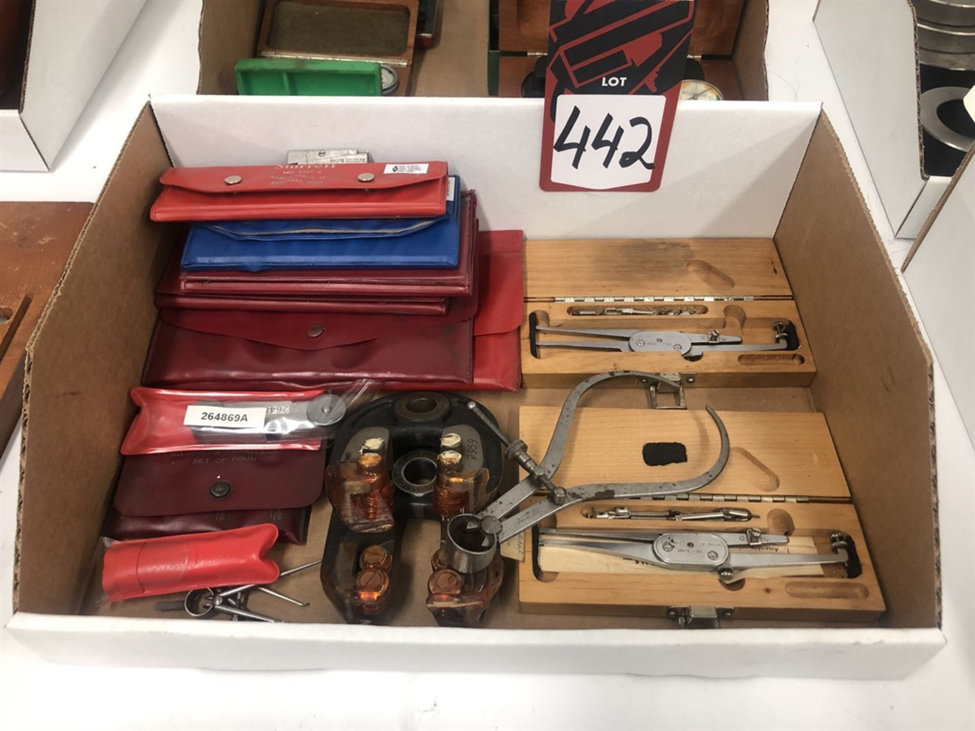 Lot Comprising Assorted Radius Gages, Telescoping Parallels, and Indicator Calipers