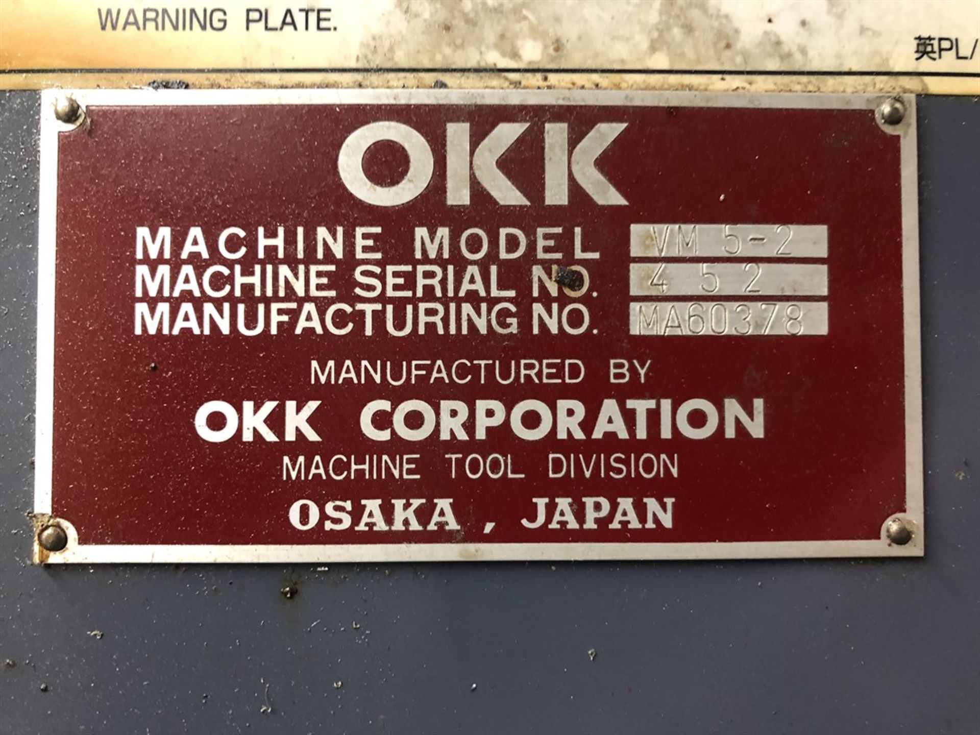 OKK VM5II Vertical Machining Center, s/n 452, Neomatic 635 Control, 22” x 41” Table, CT40 Spindle - Image 10 of 10