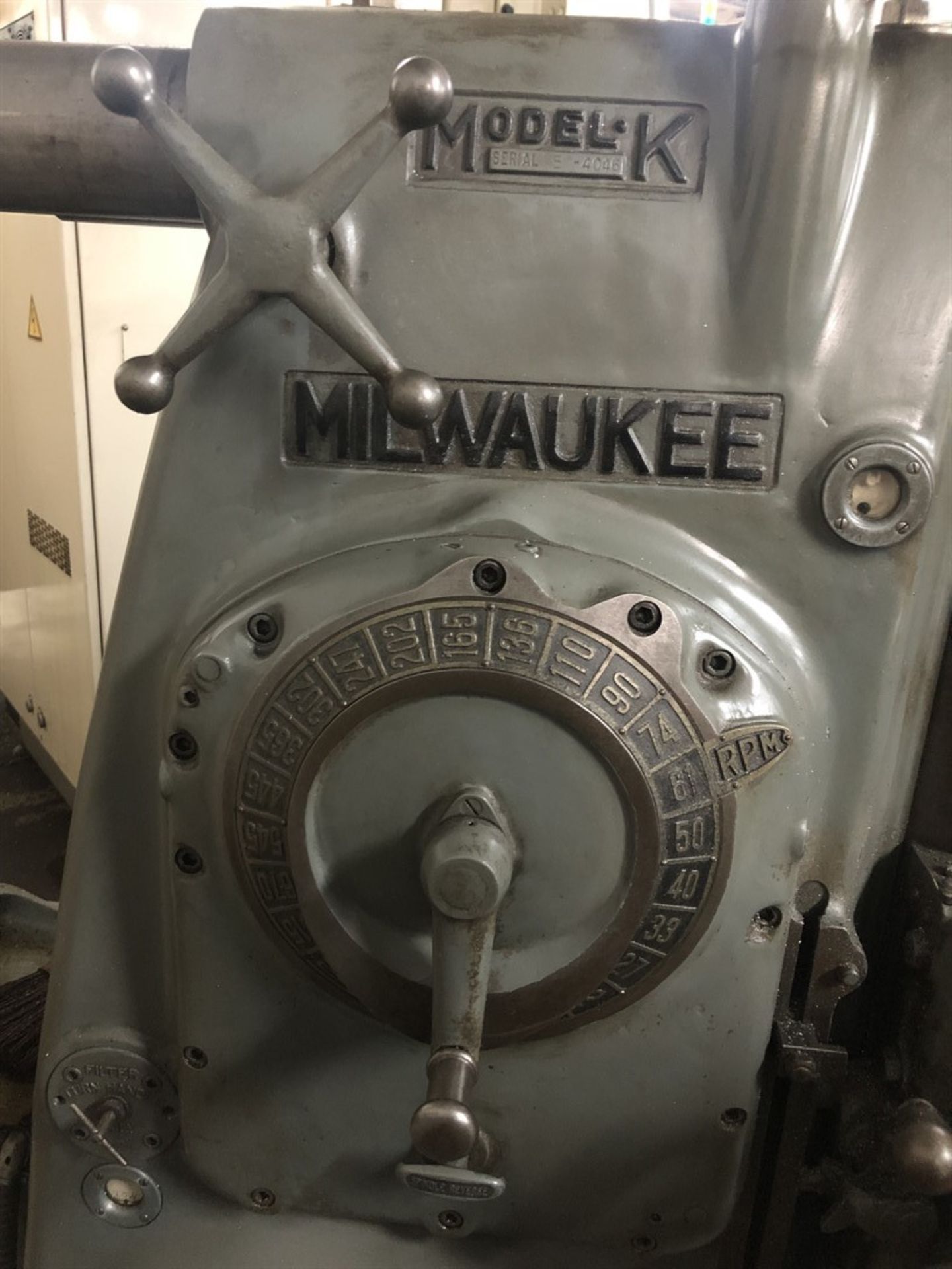 MILWAUKEE K Plain No. 2 Horizontal Milling Machine, s/n 5-4046, 12” x 56” Table, 15-1500 RPM - Image 5 of 6