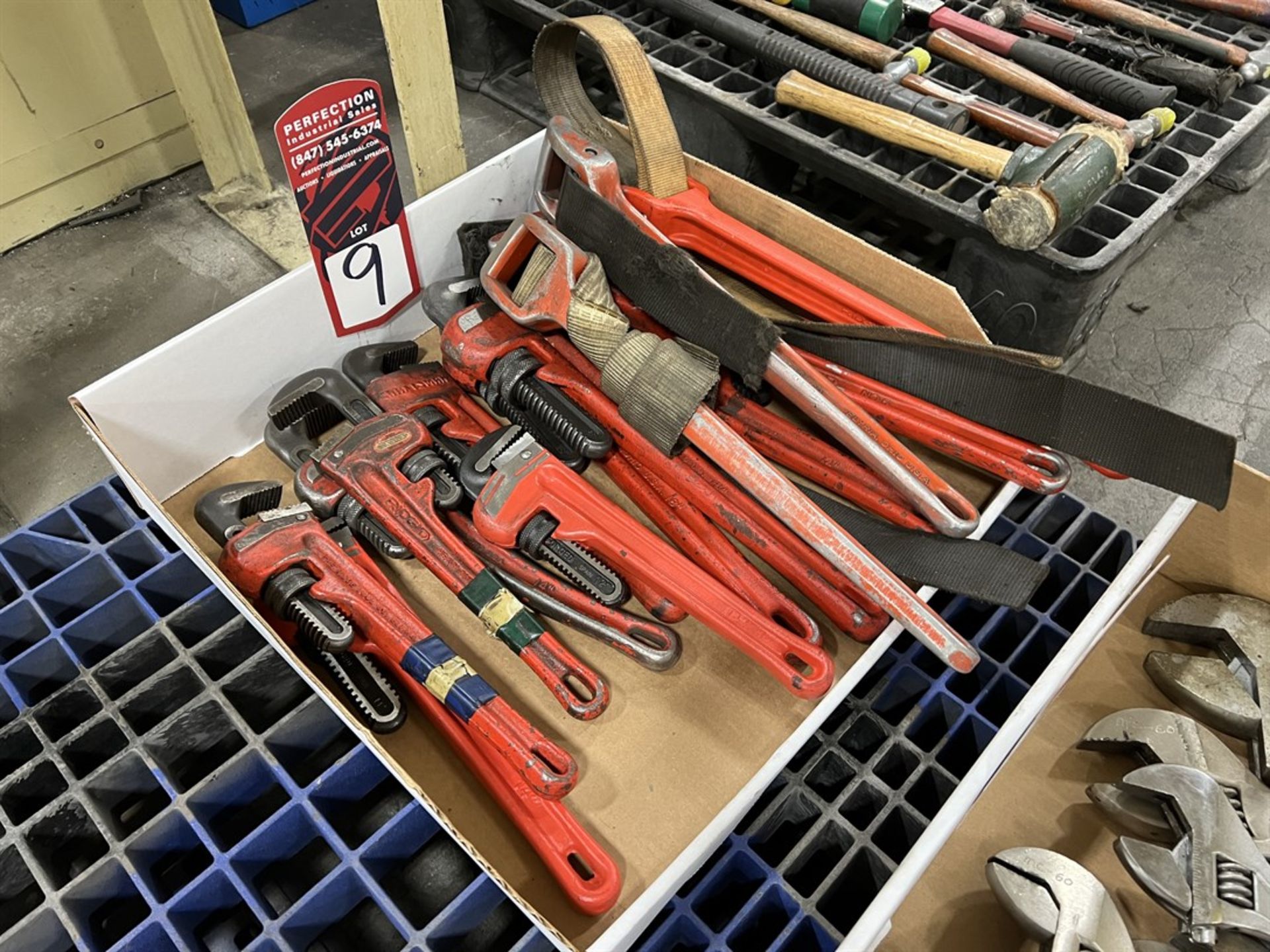 Lot of Pipe Wrenches and Strap Wrenches