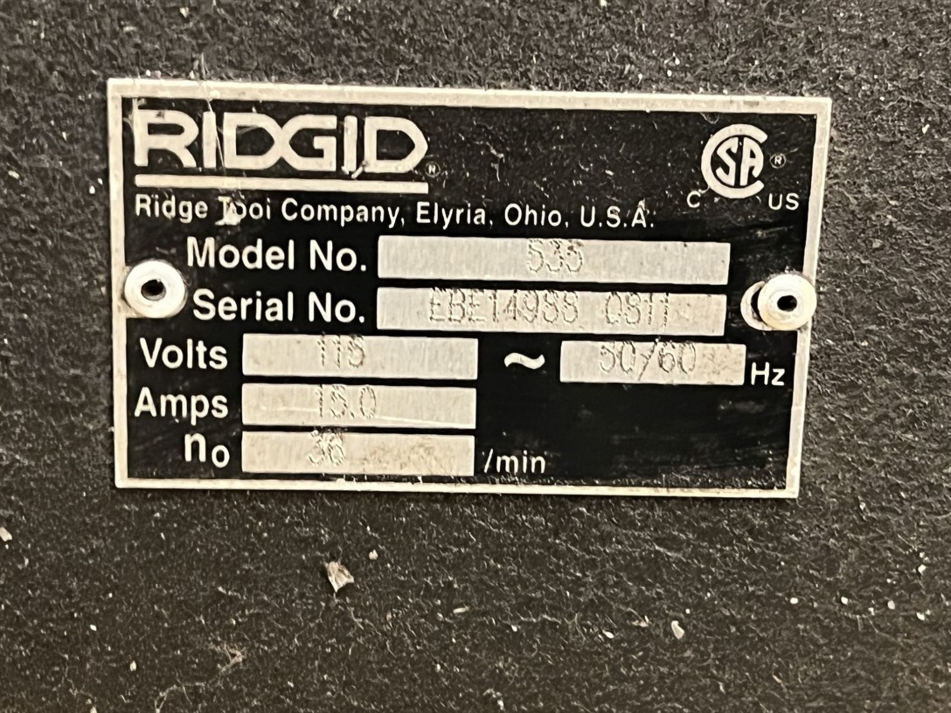 RIDGID 535 Series Pipe Threading Machine, s/n BE149880811 - Image 6 of 6