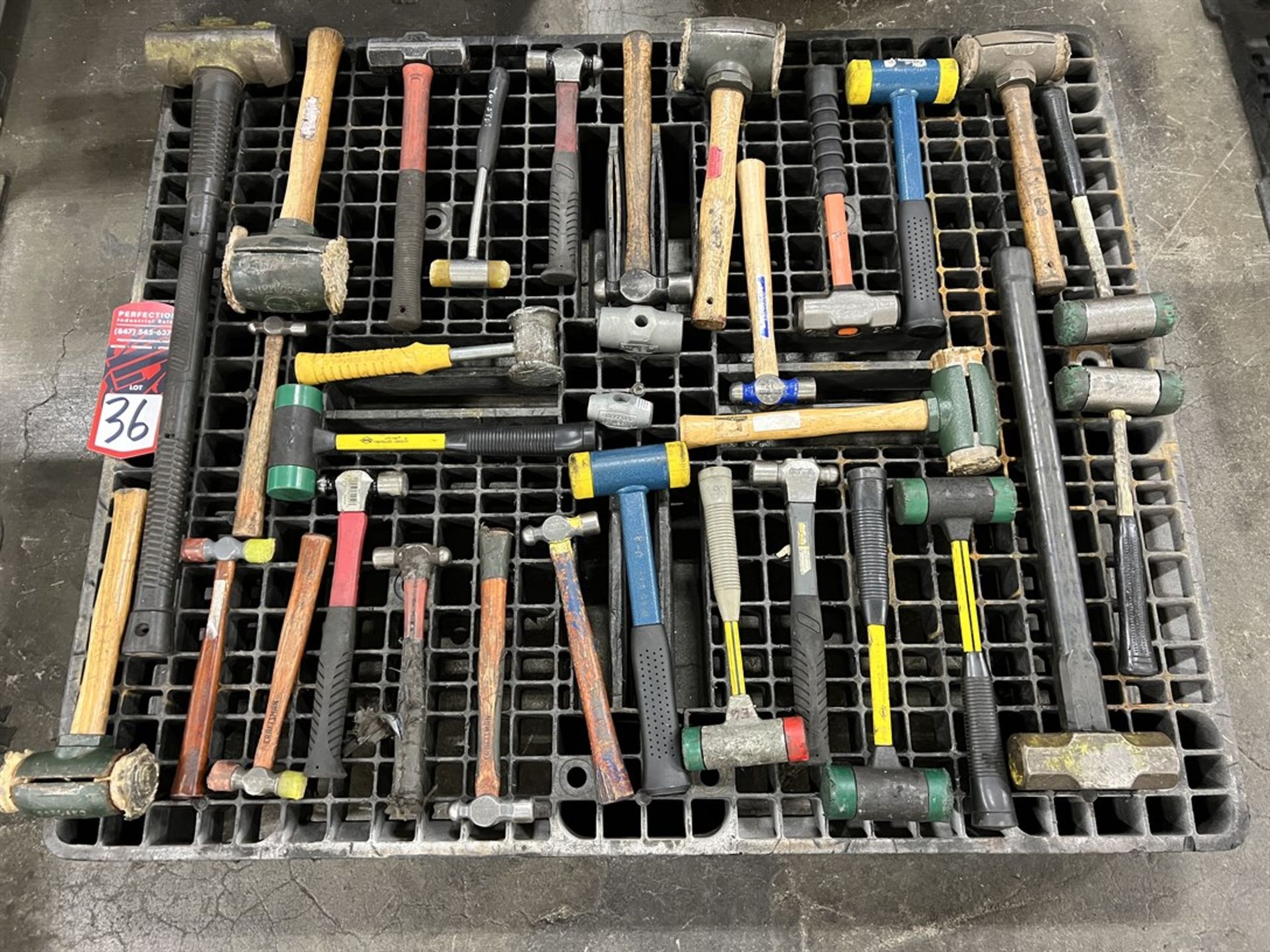 Pallet of Assorted Ball Peen, Dead Blows, and Lead Hammers