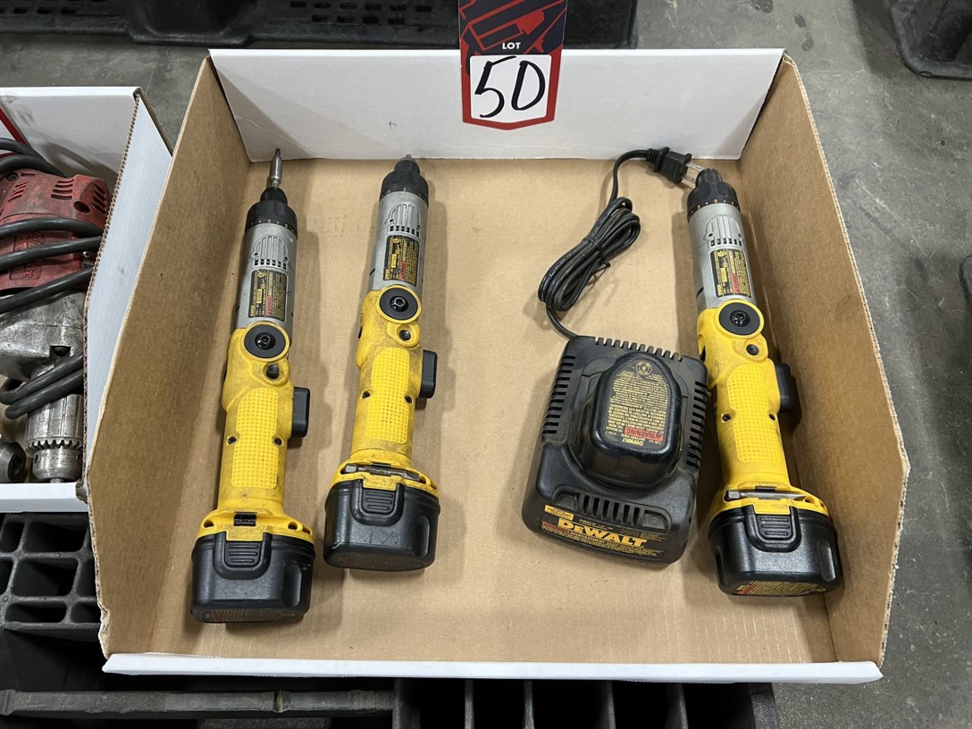 Lot of (3) DEWALT DW920 7.2V Heavy Duty Cordless Screw Drivers w/ Charger and Batteries