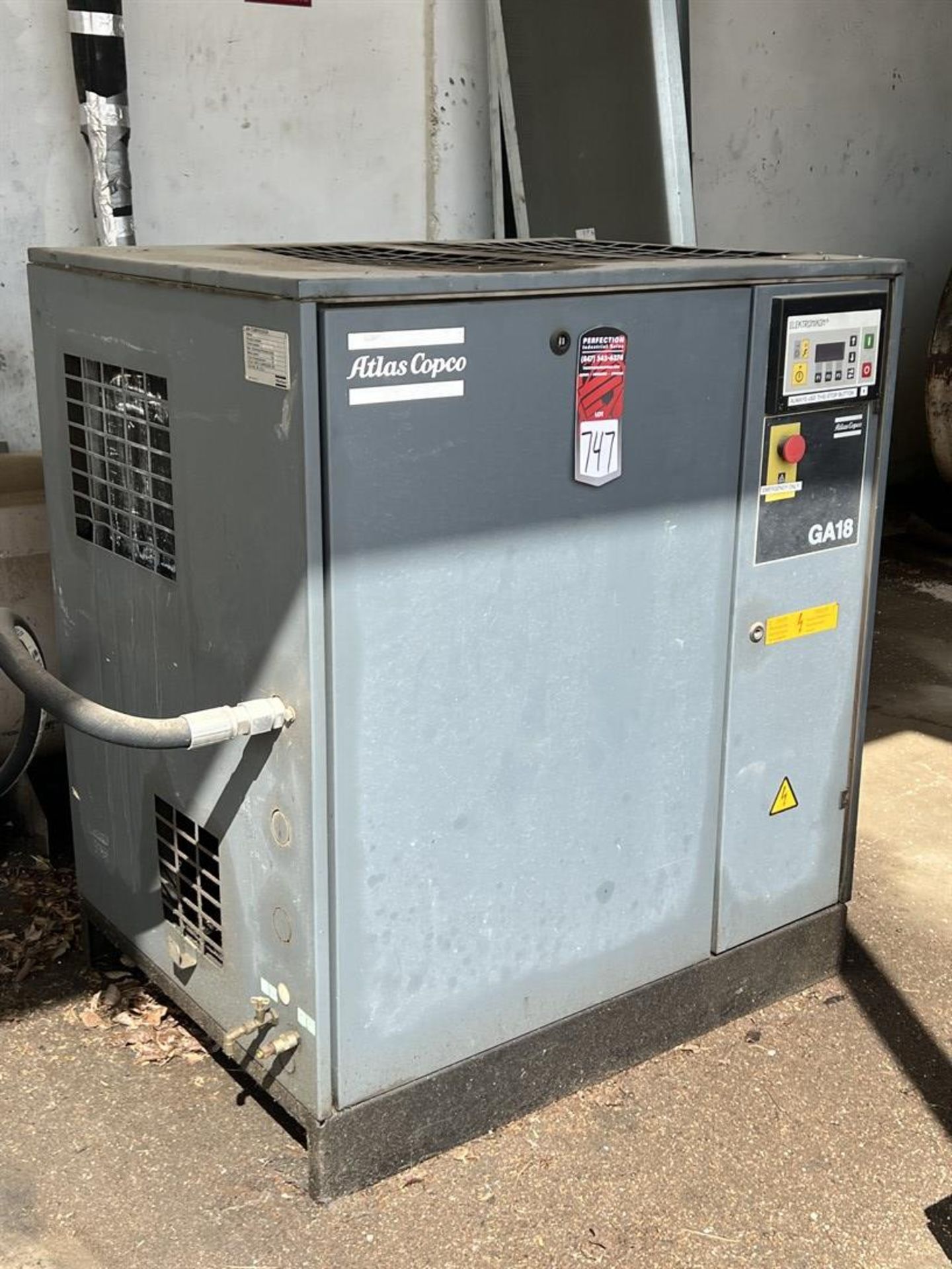 ATLAS COPCO GA18 Rotary Screw Air Compressor, s/n HCL010318, 25 HP