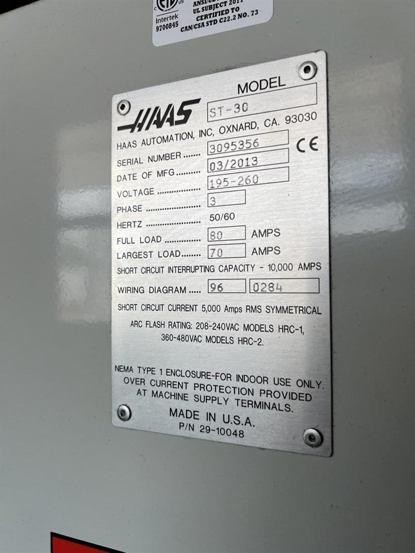 2013 HAAS ST-30 Turning Center, s/n 3095356, HAAS CNC Control, 12” 3-Jaw Chuck, 12-Position - Image 11 of 11