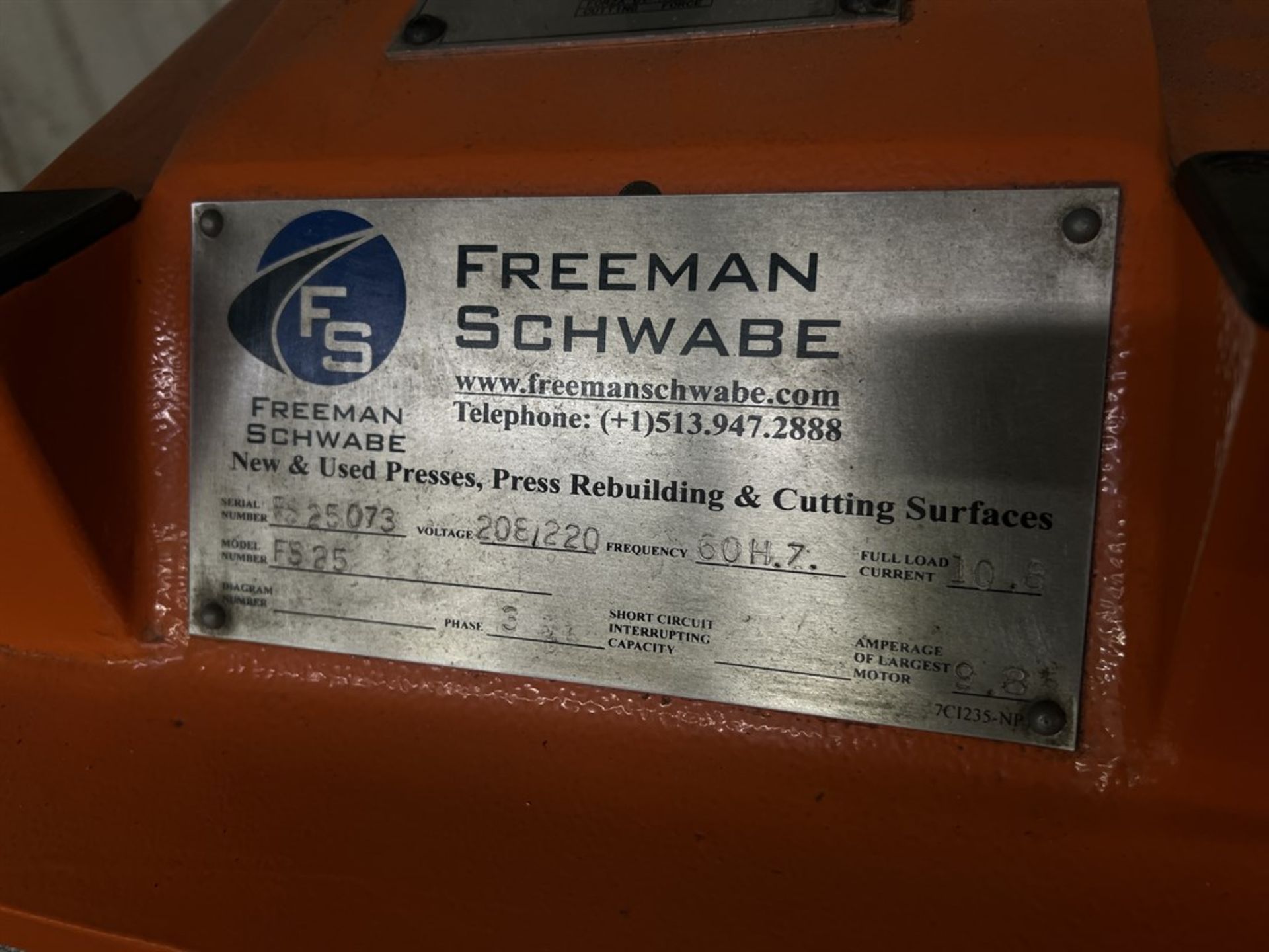 FREEMAN SCHWABE FS25 Clicker Press, s/n FS25073 - Image 5 of 5