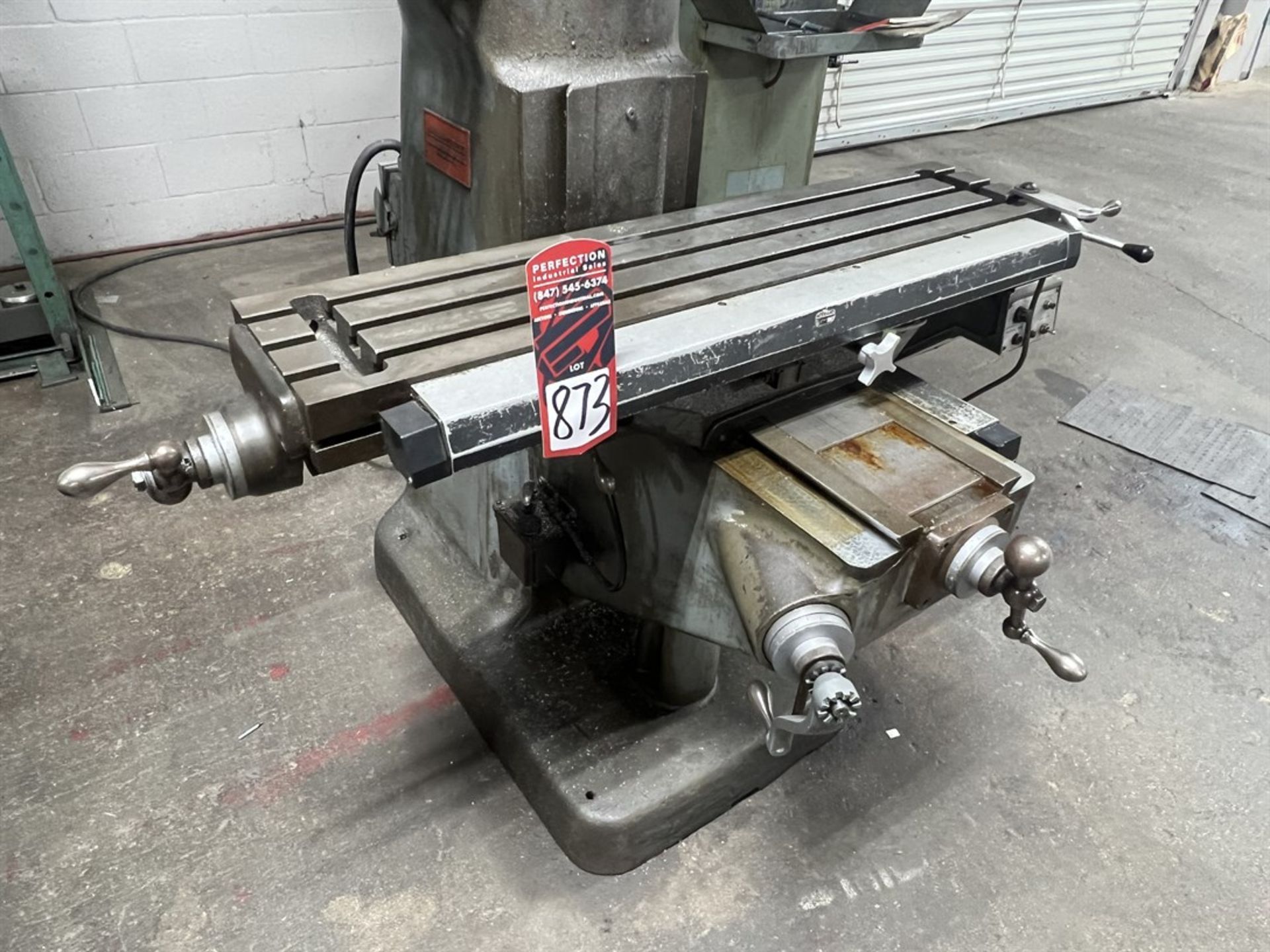 BRIDGEPORT Milling Machine, s/n 217568, 9” x 42” Power Feed Table, 2HP, Pathfinder 5 DRO, - Image 4 of 8