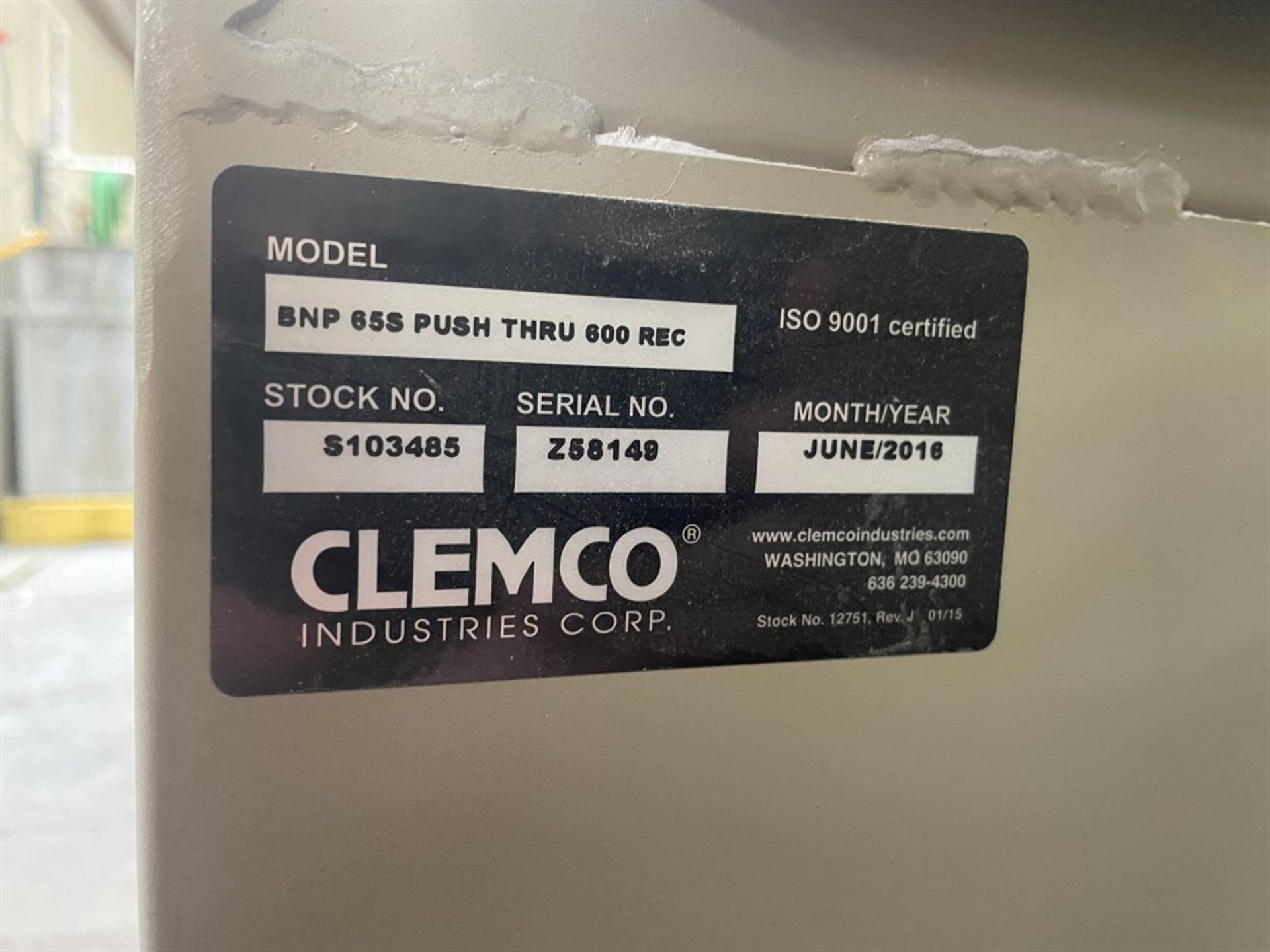 2017 CLEMCO BNP 65S Blast Cabinet, s/n Z58149, w/ Collection System - Image 5 of 6