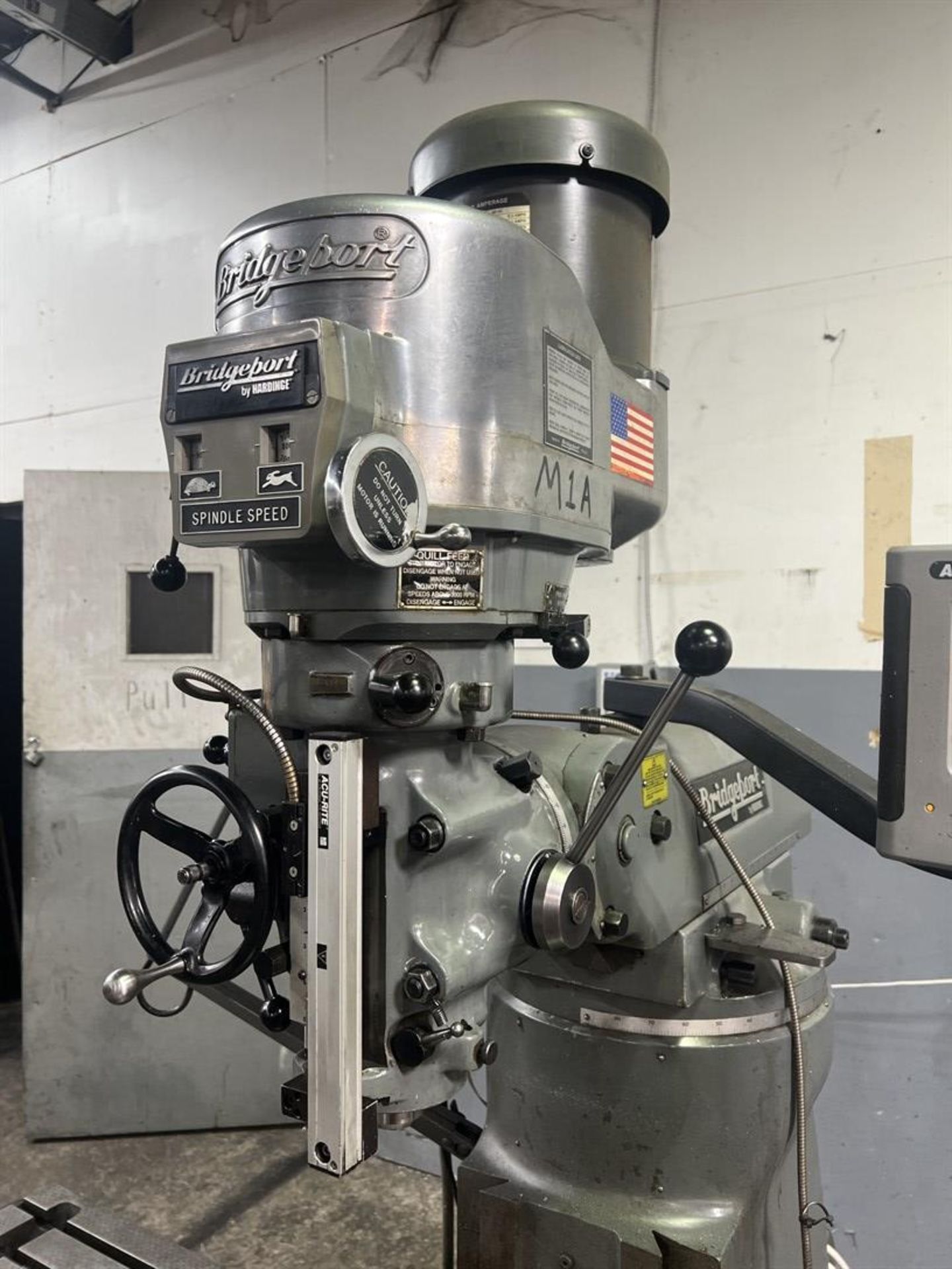 BRIDGEPORT Milling Machine, s/n HDNG1770, 9” x 48” Power Feed Table, 2 HP, Acu-Rite DRO - Image 5 of 6