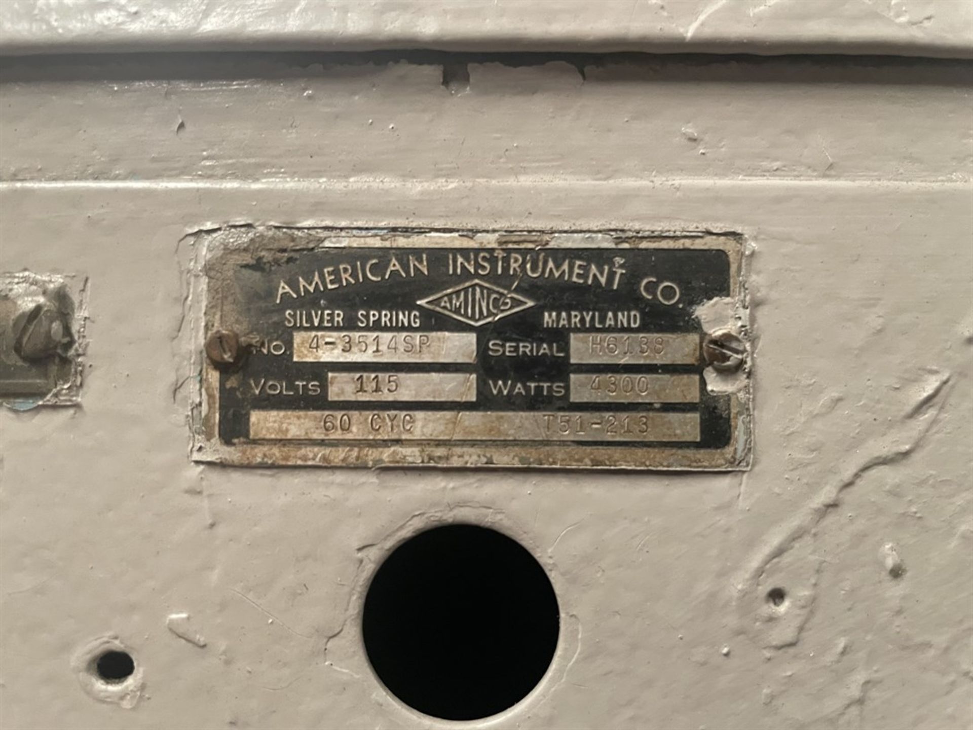 AMERICAN INSTRUMENT COMPANY 4-3514SP Oven, s/n H6138 - Image 3 of 3