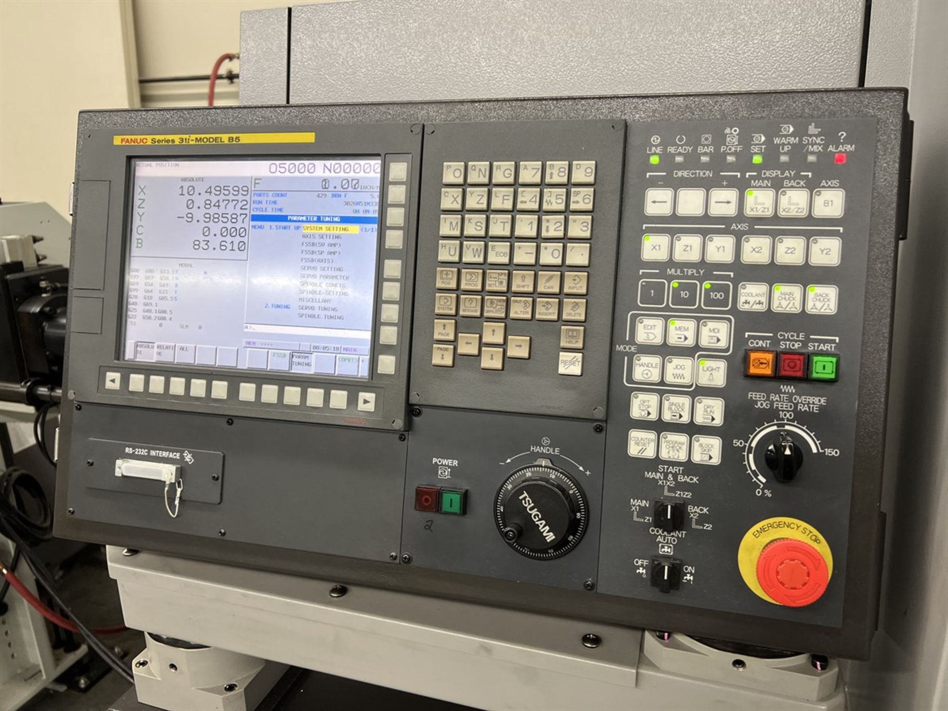 2018 TSUGAMI SS327-5AX Swiss Type Lathe, s/n 10249A, Fanuc 31i-B5, *Includes Bar Feed* - Image 15 of 20