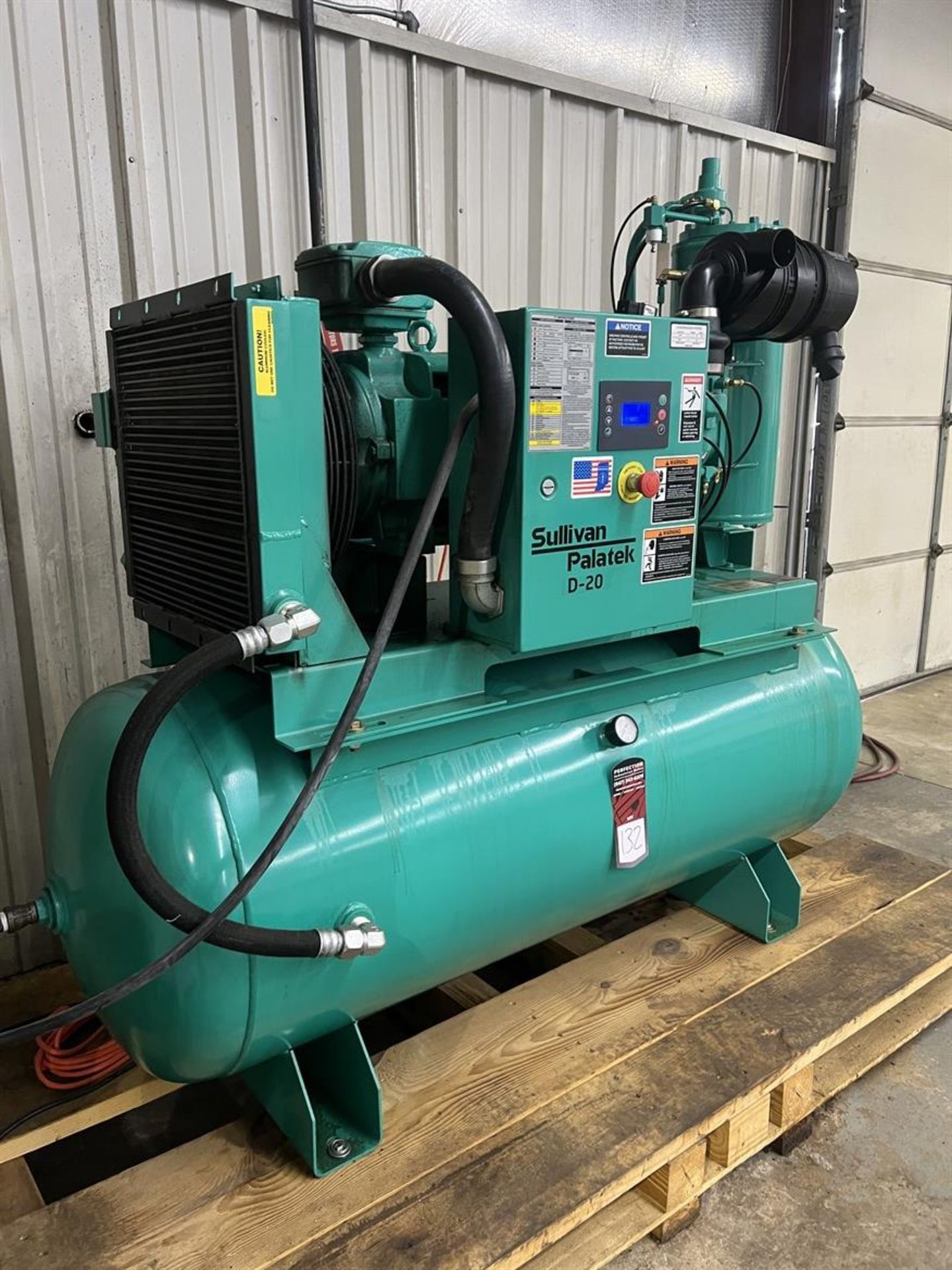 SULLIVAN PALATEK 20DTW Air Compressor, s/n 1901170002, 125 Max PSIG, 20 HP, Mounted on Approx. 100 - Image 2 of 8