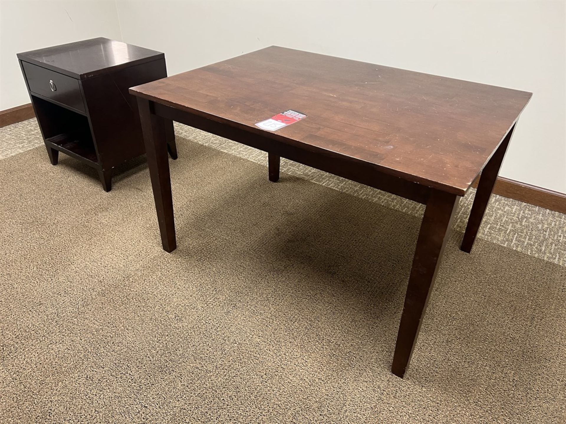 Wood Table, 36" x 48" w/ End Table