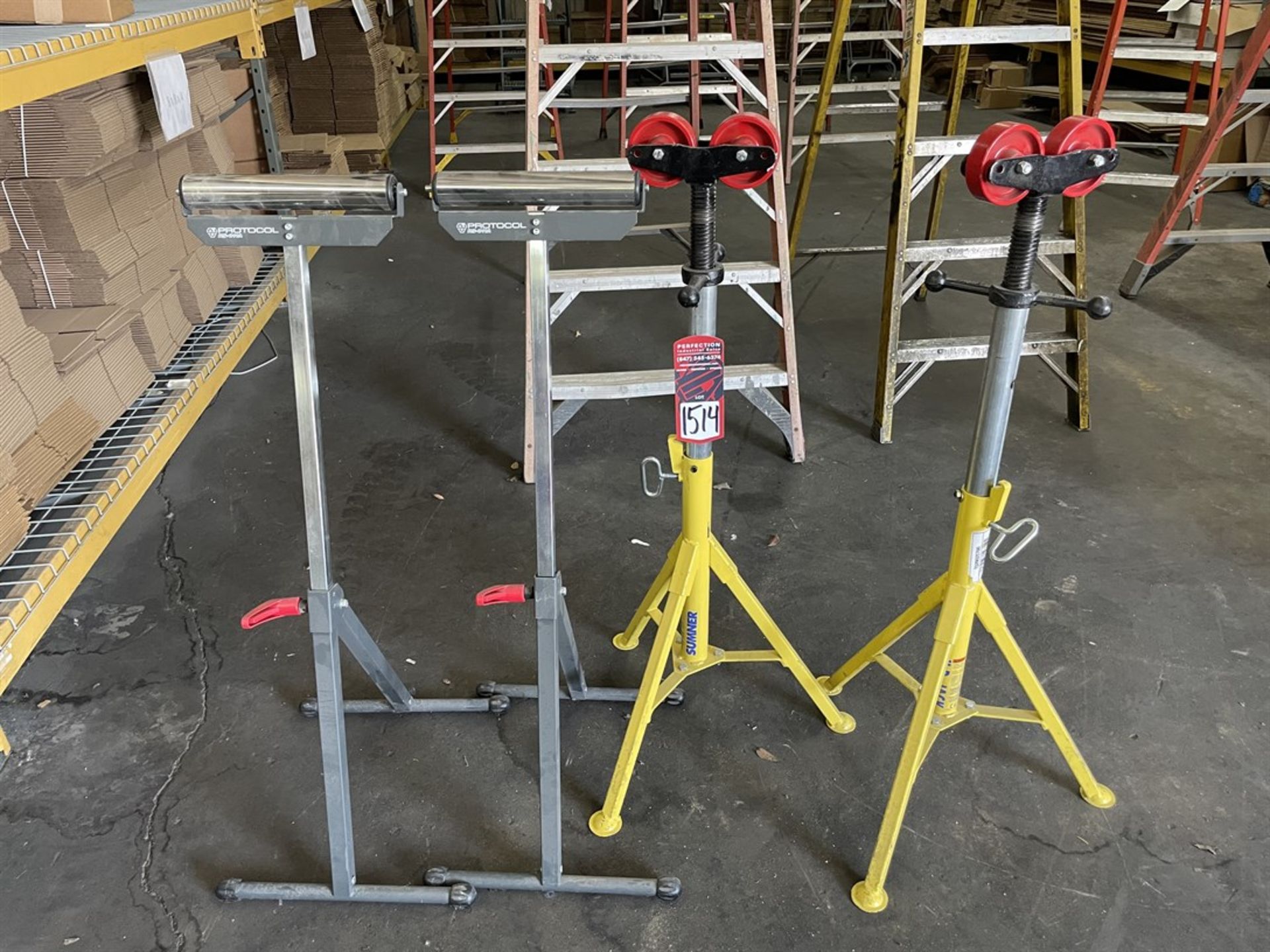 Lot of (2) Protocol RS-001A and (2) Sumner H.D.Jack 2,500 Lb. Capacity Roller Stands