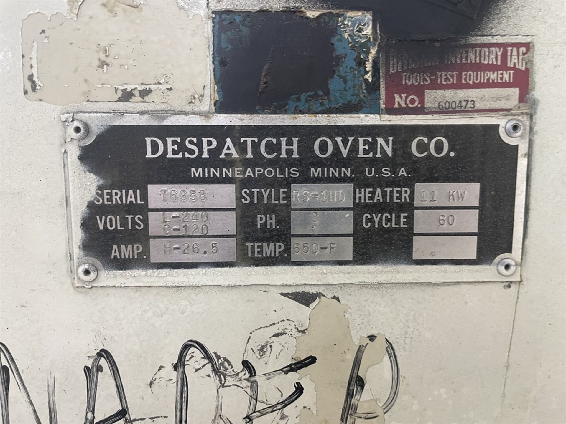 DESPATCH RS-1HD Oven, s/n 76958, 650 Degree F MaxTemp, 11 KW Heater - Image 5 of 5