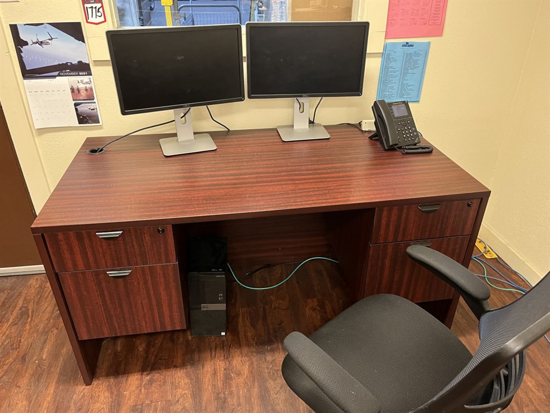 Lot consisting of Desk and Monitors, (PC NOT INCLUDED)