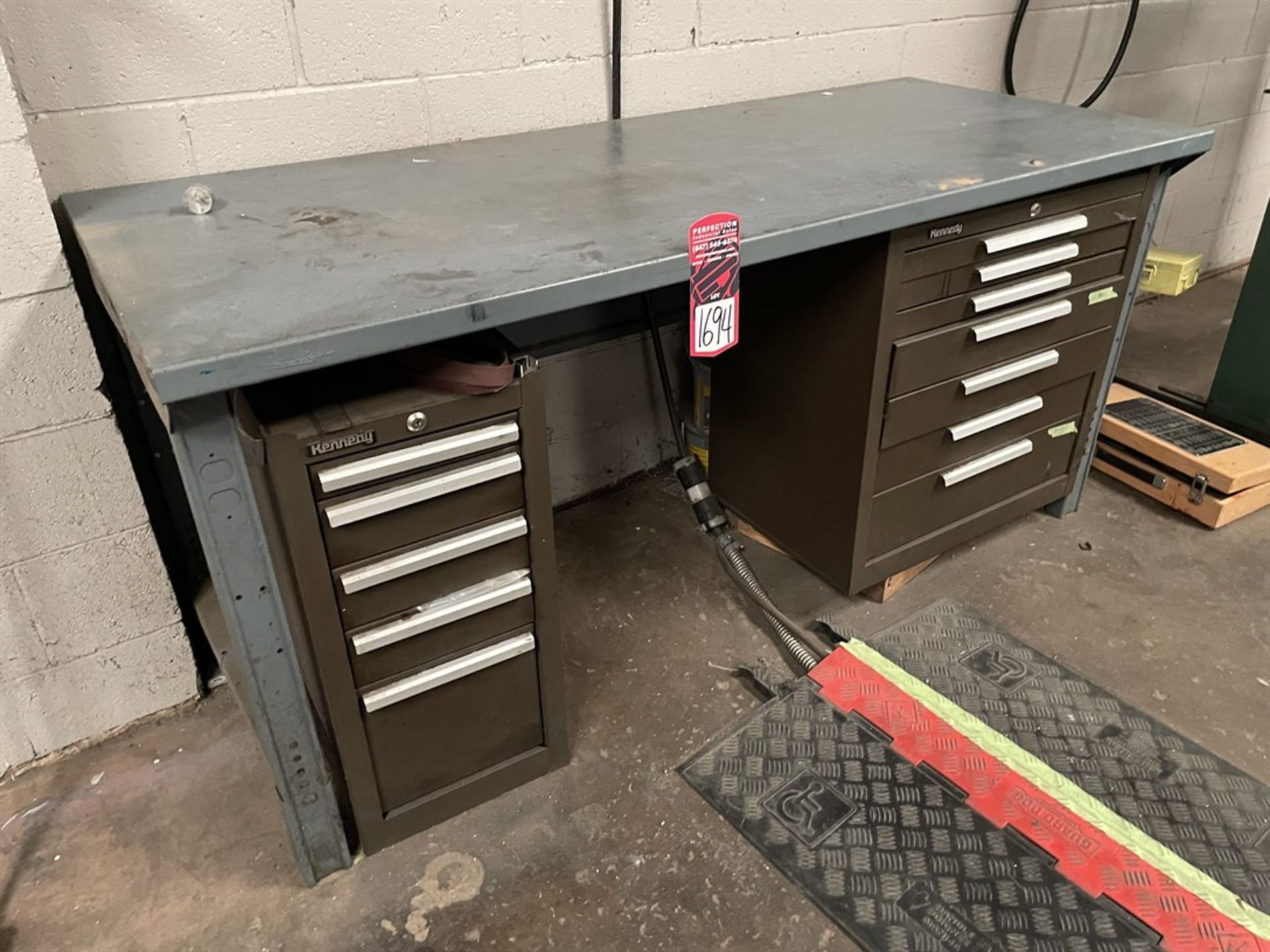 30" x 60" Steel Table w/ (2) Kennedy Tool Boxes