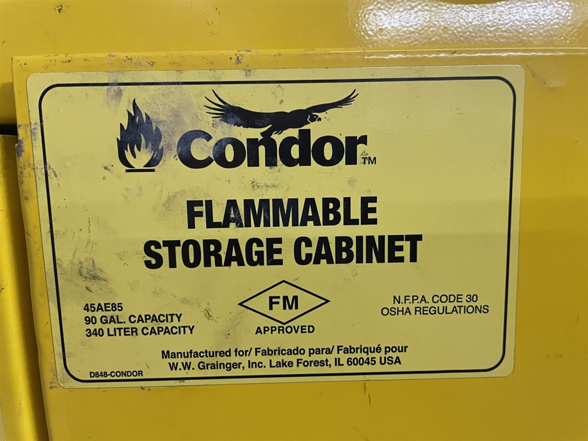 CONDOR 45AE85 90 Gallon Capacity Flammable Cabinet - Image 2 of 2