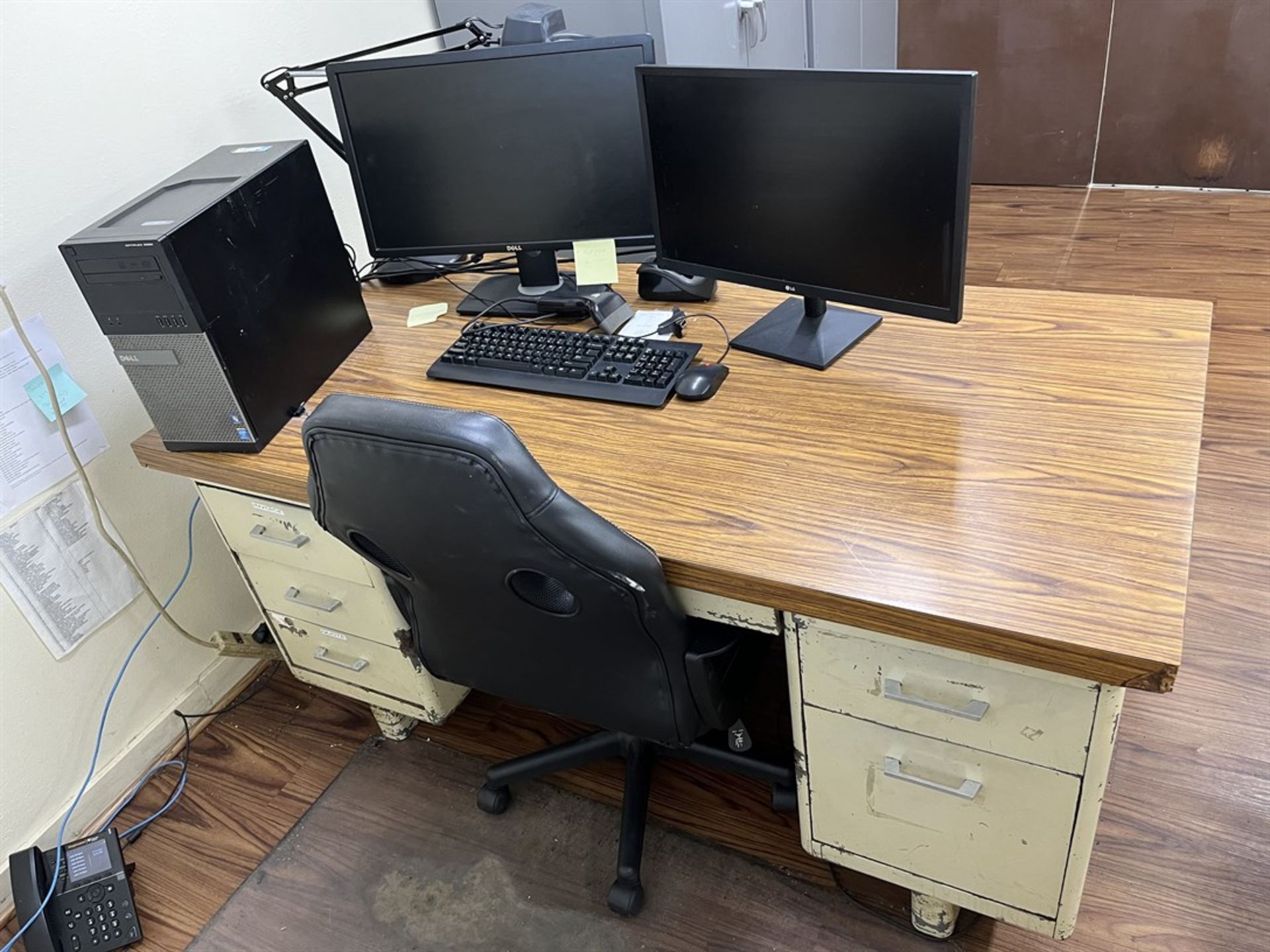Lot consisting of Desk and , Monitors, (PC NOT INCLUDED)