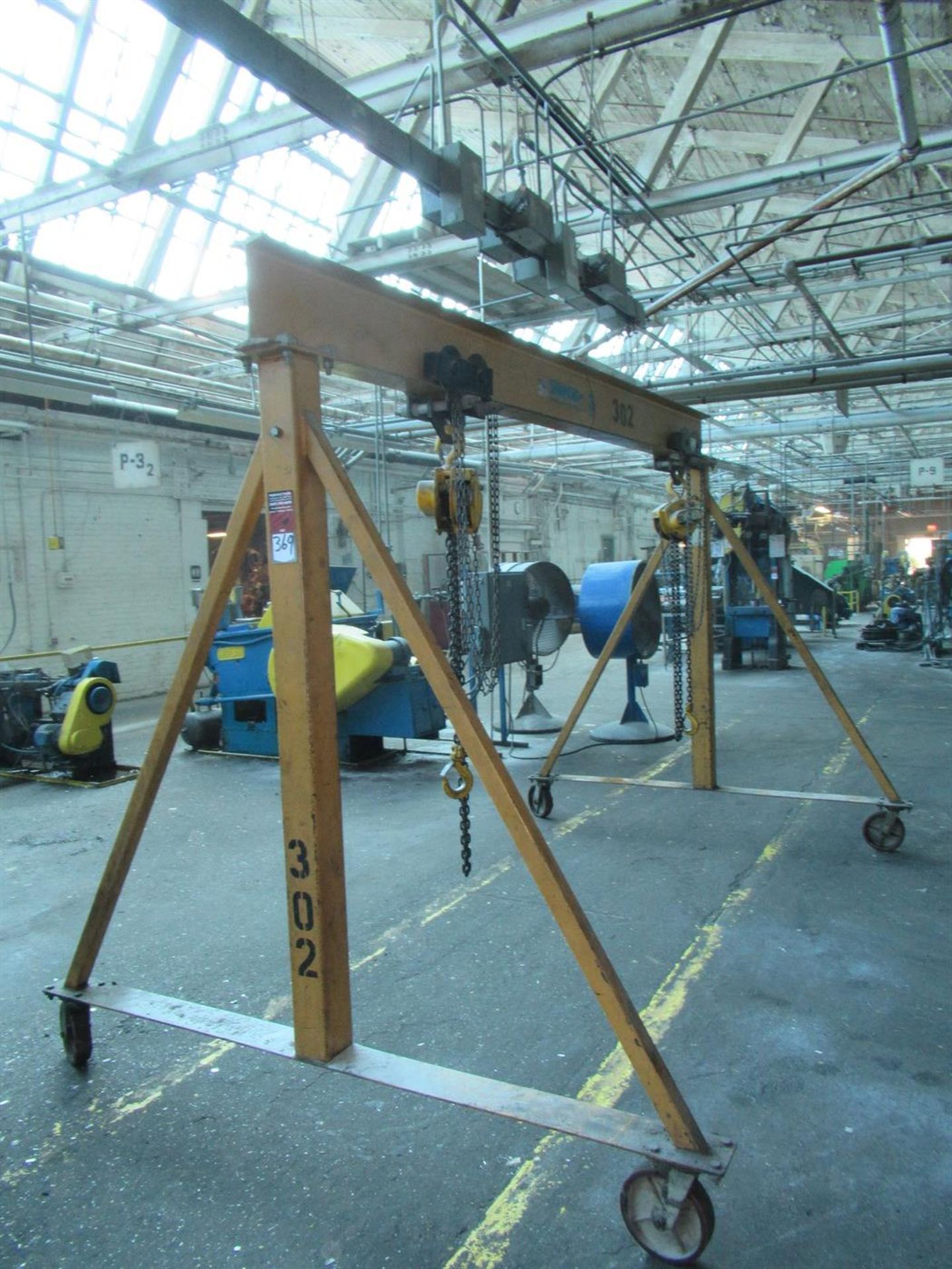 SPANCO 3 Ton Portable A Frame Hoist, 11' Span , Adjustable Height w/ (2) YALE 2 Ton Chain Hoists - Image 2 of 3