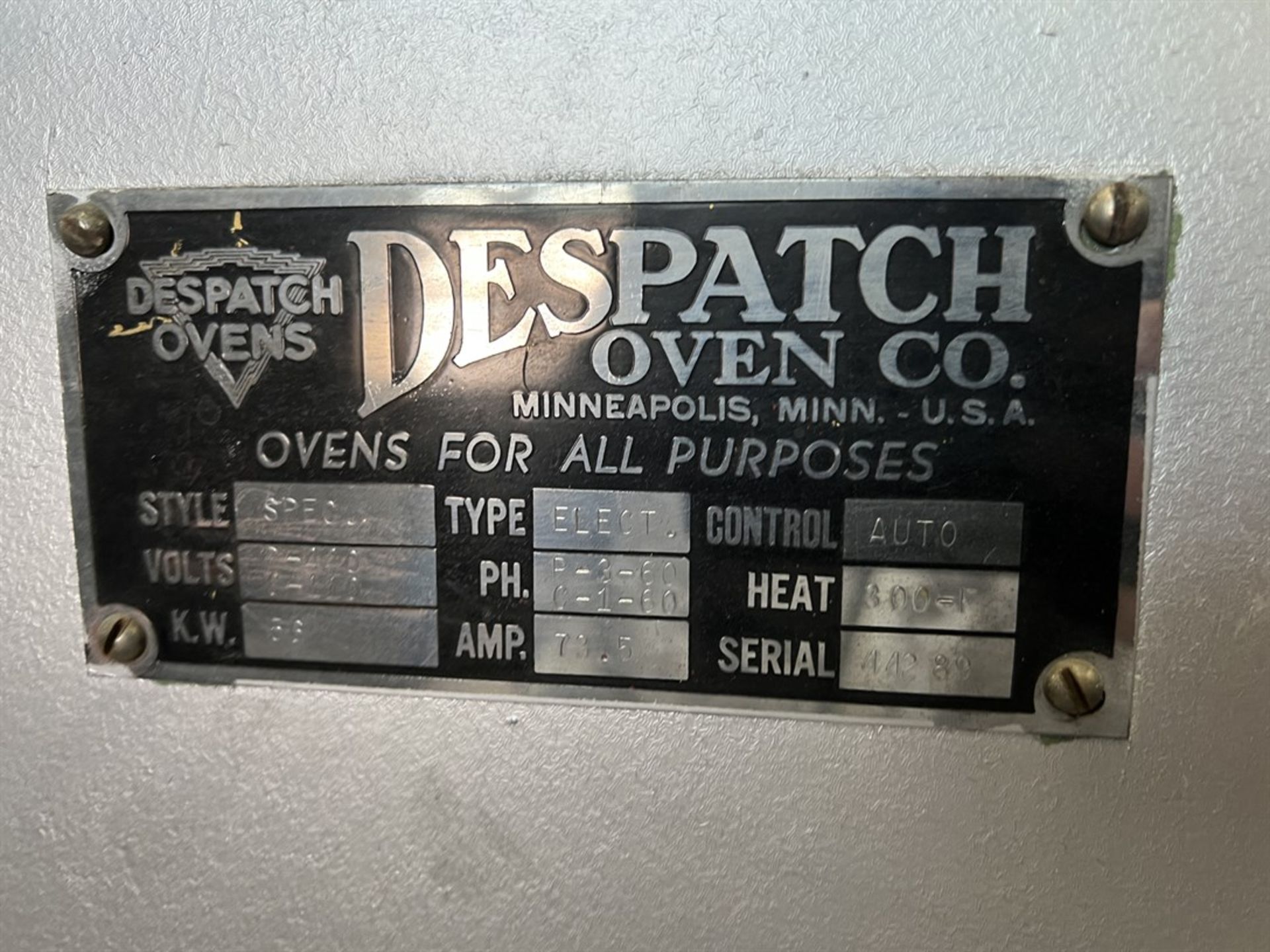 DESPATCH Electric Oven, s/n 44289, 300 Degrees F, 56 kW, 72" x 108" x 96 (Building 44) - Image 5 of 5