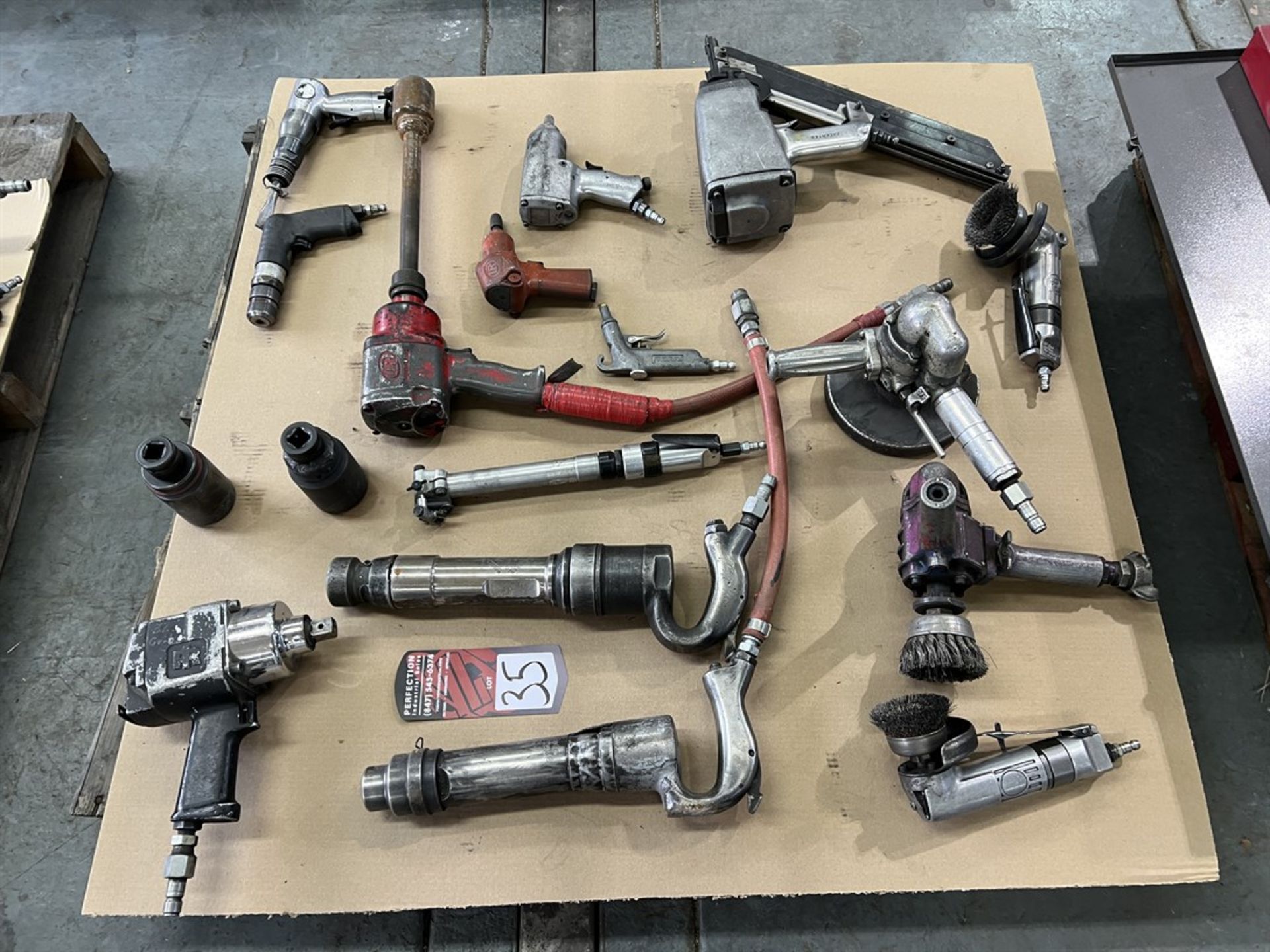 Pallet of Assorted Air Tools Including Angle Grinders, Nail Gun, Air Chisels and Impacts (Building - Image 2 of 2