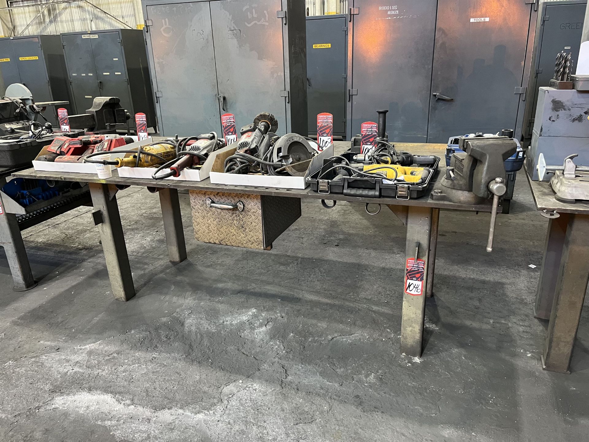 Steel Table, 4' x 8' w/ WILTON 6" Bench Vise