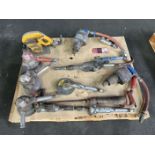Pallet of Assorted Air Tools Including Angle Grinders, Impacts, Chisel and Saw
