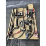 Pallet of Assorted Air Tools Including Angle Grinders, Impacts, Chisel and Saw