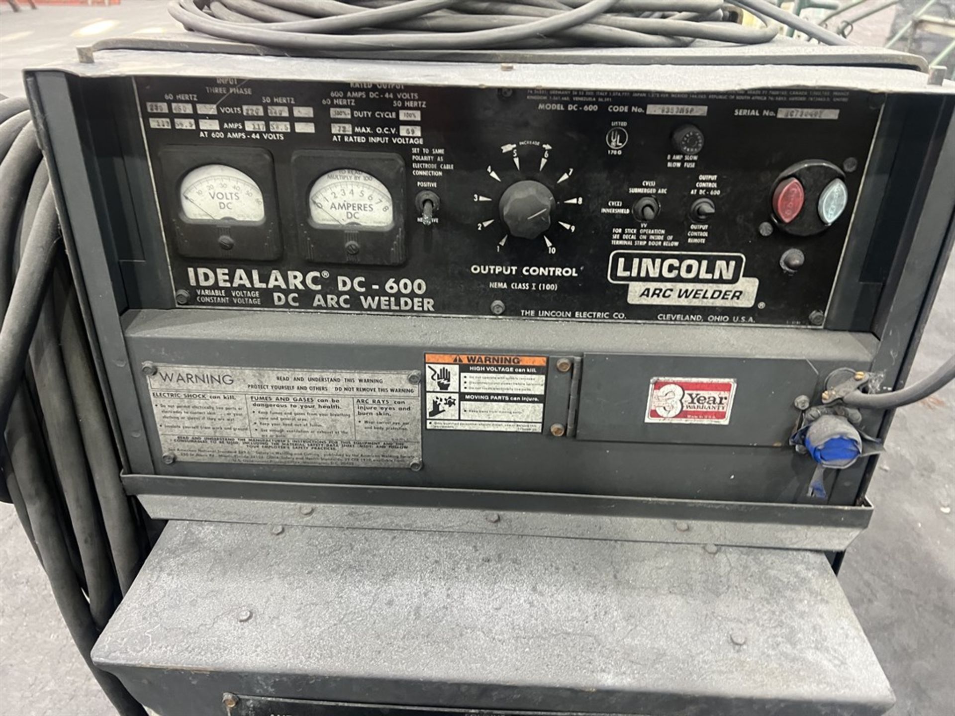 LINCOLN Idealarc DC-600 Welder, s/n AC730402 - Image 4 of 4