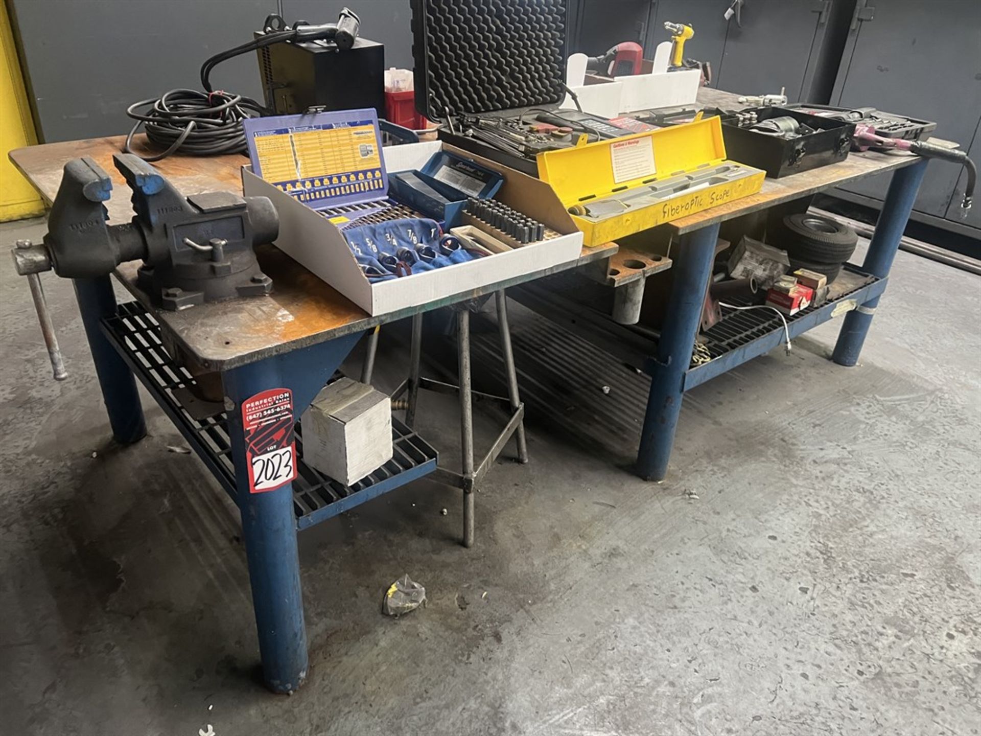 Welding Table, 48" x 99", w/ 4.5" Bench Vise and RIDGID Pipe Vise