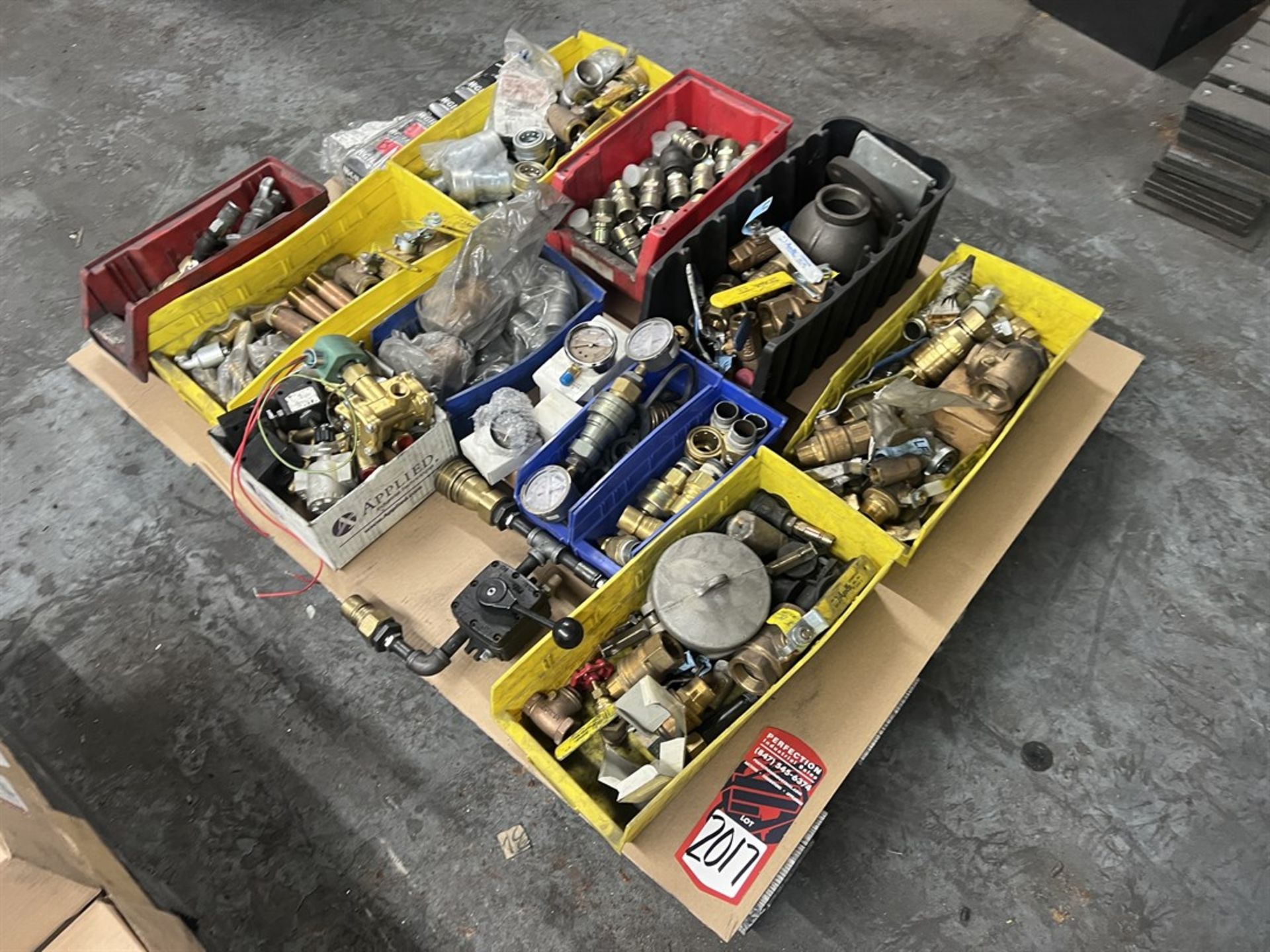 Lot of Assorted Hydraulic Couplings, Ball Valves, Bearings and Solenoids
