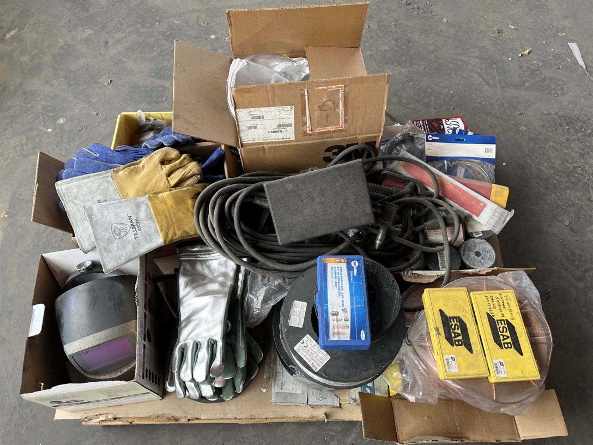 Lot of Welding Wire, Welding Gloves, Masks, Ground Cables, Gun Cords and Tips - Image 2 of 2