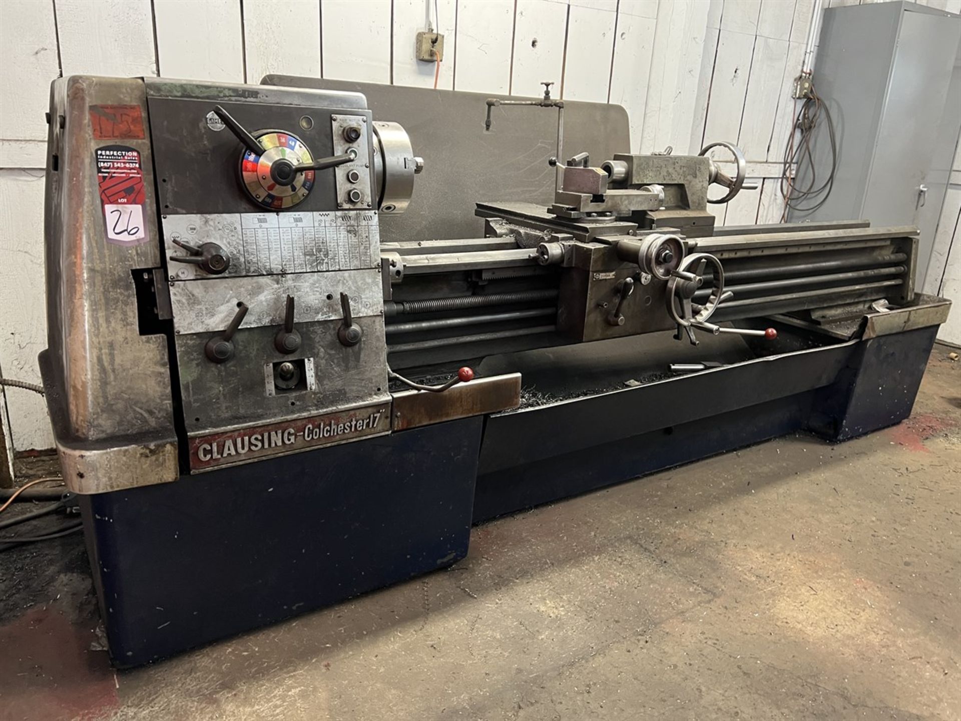 CLAUSING Colchester 17" Lathe, 17" Swing x 80" Between Centers, 10" 3-Jaw Chuck, 20-1600 RPM, Tool - Image 2 of 8