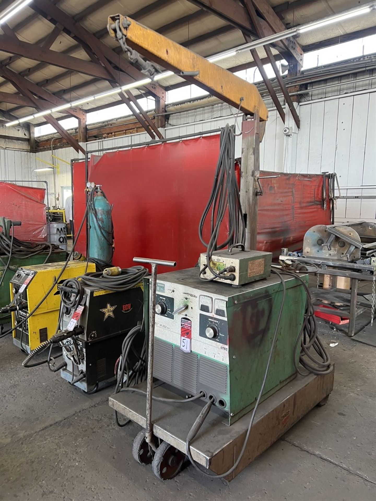 L-TEC VI-252 CV MIG Welder, s/n B79C17093, w/ MIG-28A Wire Feeder and Boom, (Fab Shop)