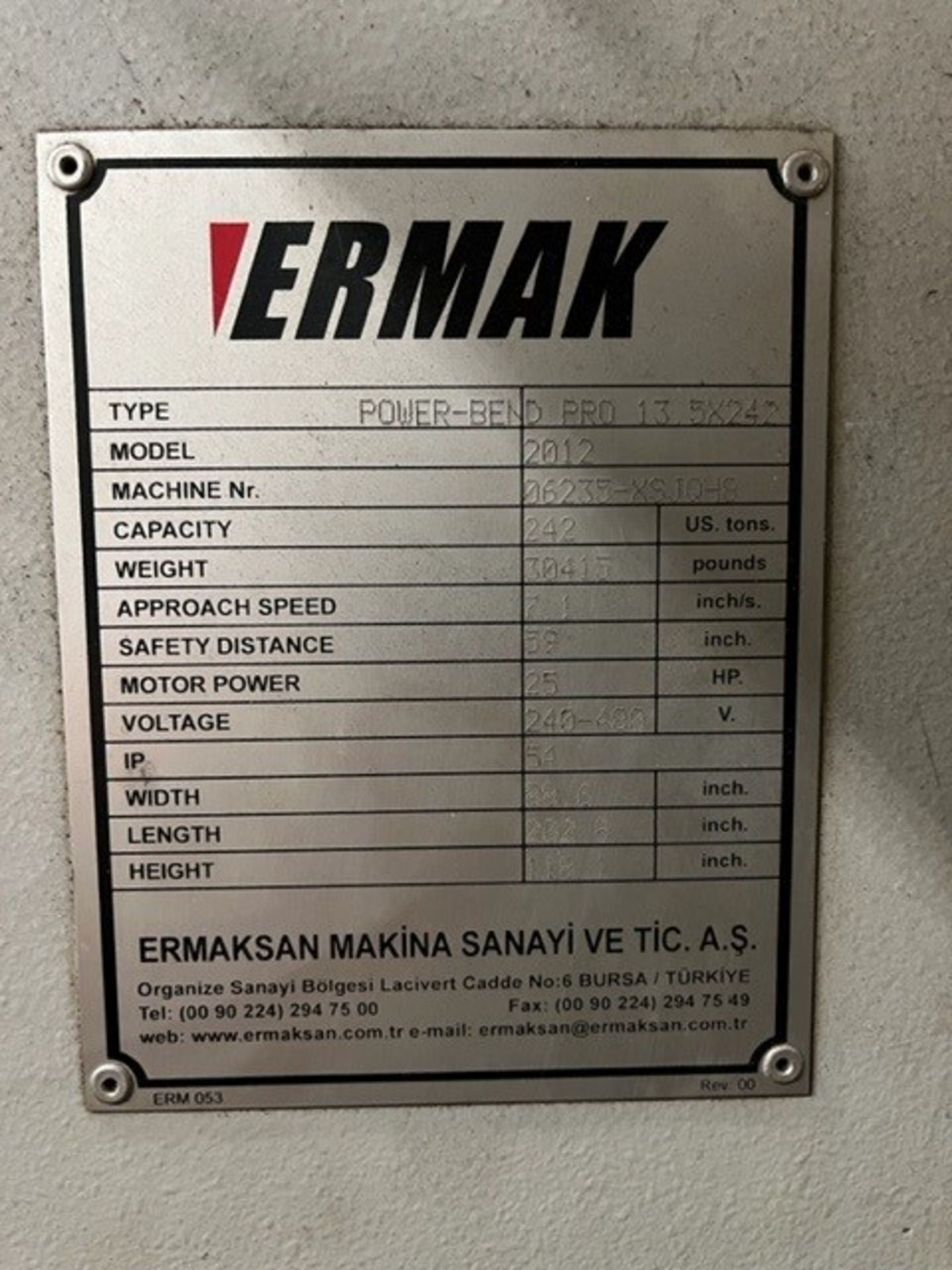 ERMAK Power-Bend Pro 13.5X240 CNC Press Brake, s/n 06235-XSJQH8, 13.5' Bed, 240 Ton Capacity - Image 5 of 5