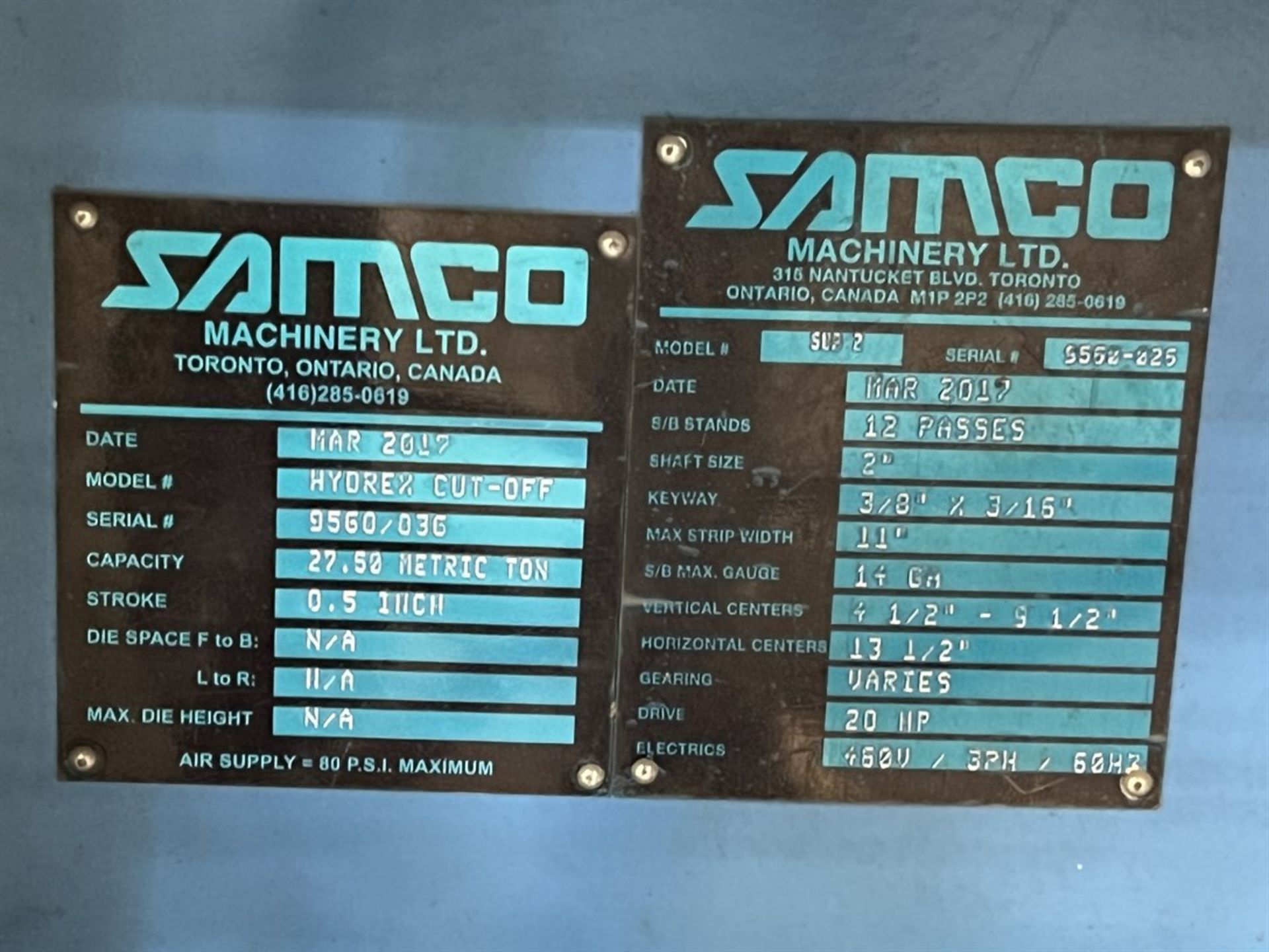 2017 SAMCO 12 Stand Roll Forming Line, s/n 9560-025 (STUD B: 3.5”, 6”) - Image 11 of 16