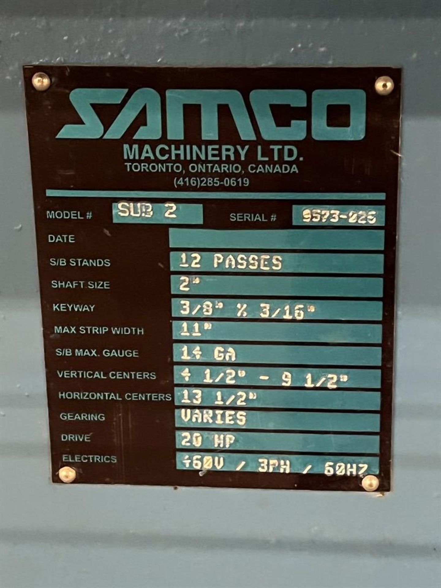 2017 SAMCO 12 Stand Roll Forming Line, s/n 9573-225 (STUD C: 3.5”, 6”) - Image 16 of 18