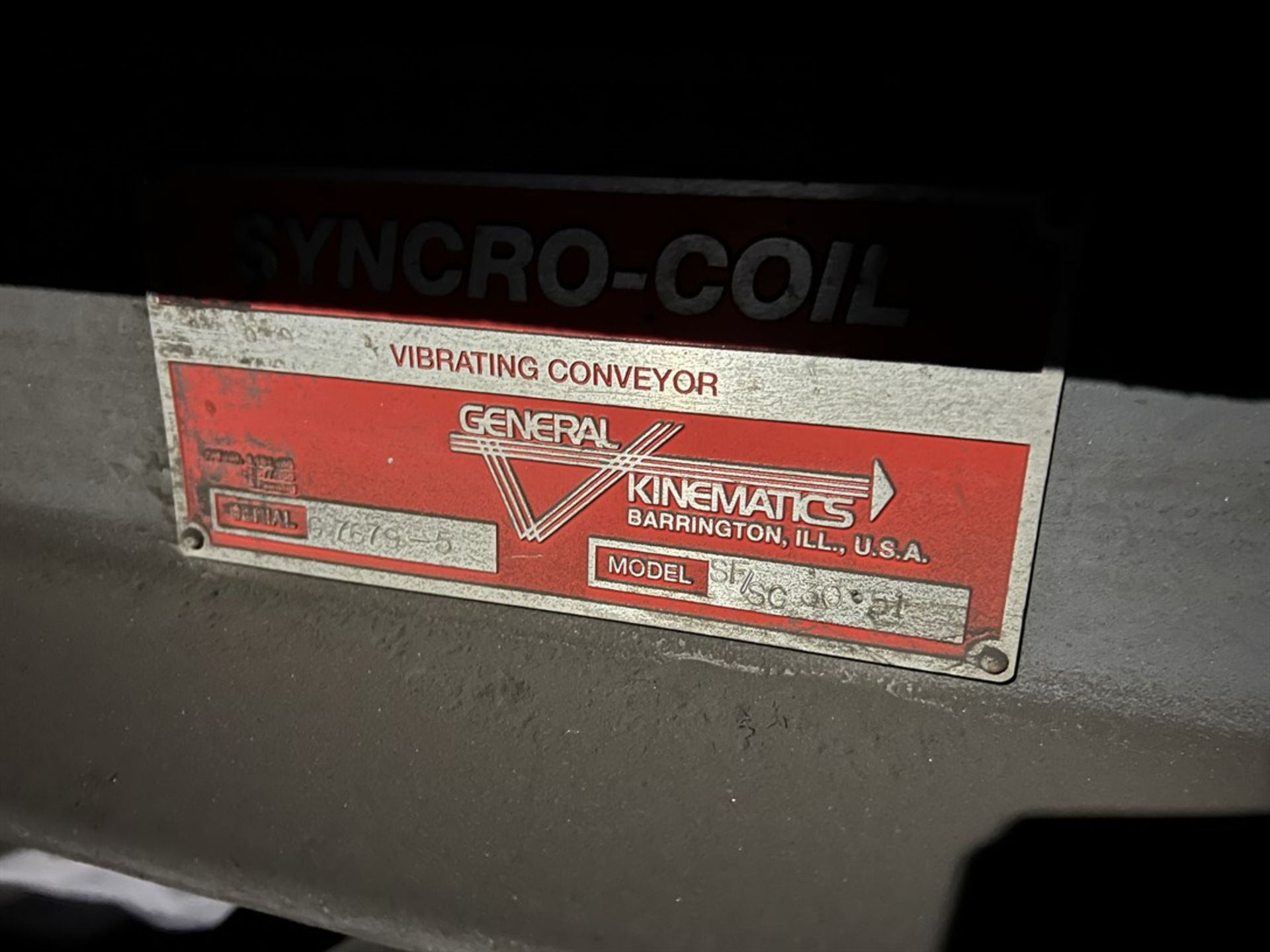 GENERAL KINEMATICS Syncro-Coil SF/SC 30-51 Vibrating Conveyor, s/n G7679-5 - Image 3 of 5