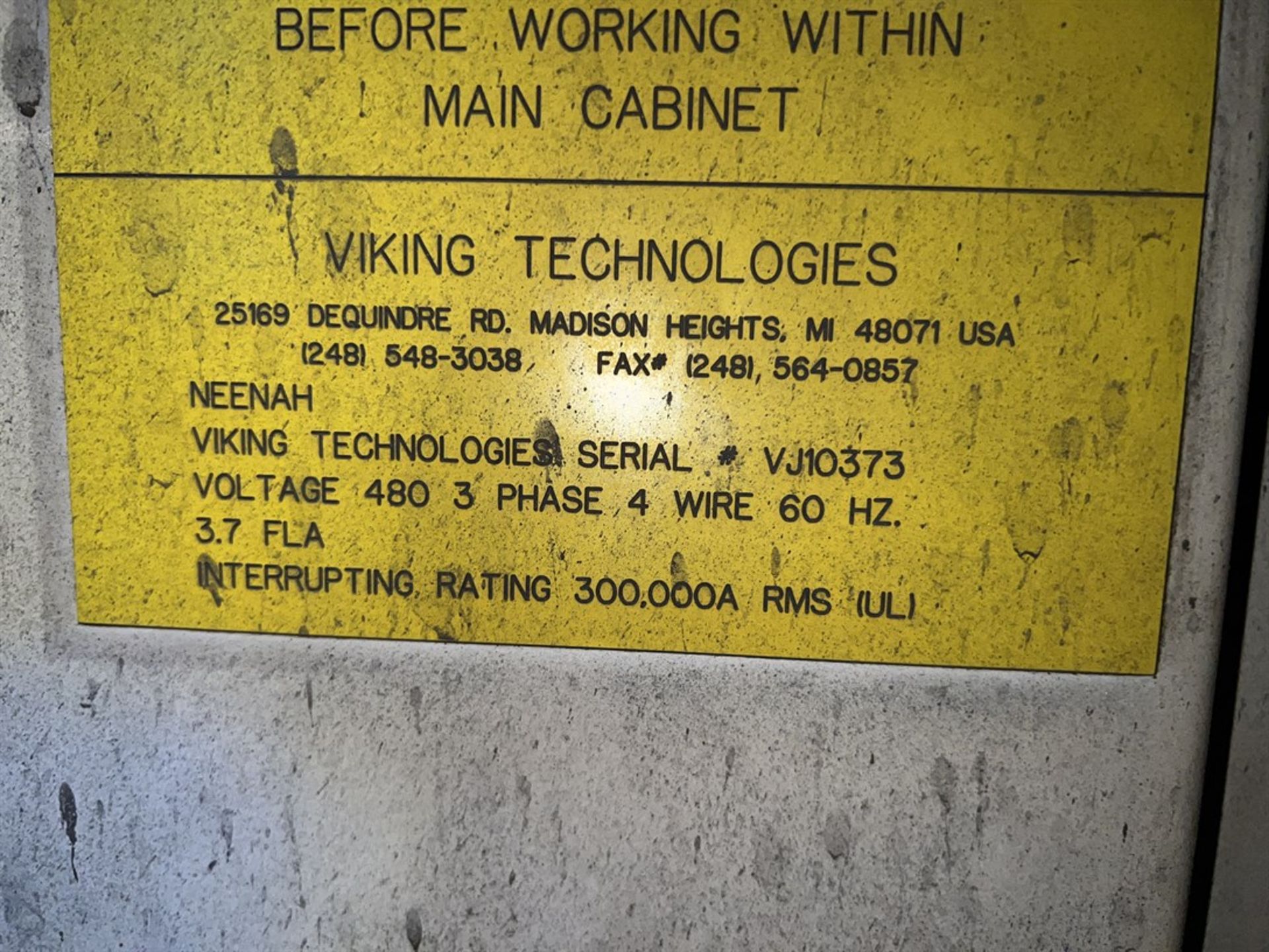 VIKING TECHNOLOGIES Laser System, s/n VJ10373, w/ Fixtures - Image 3 of 5