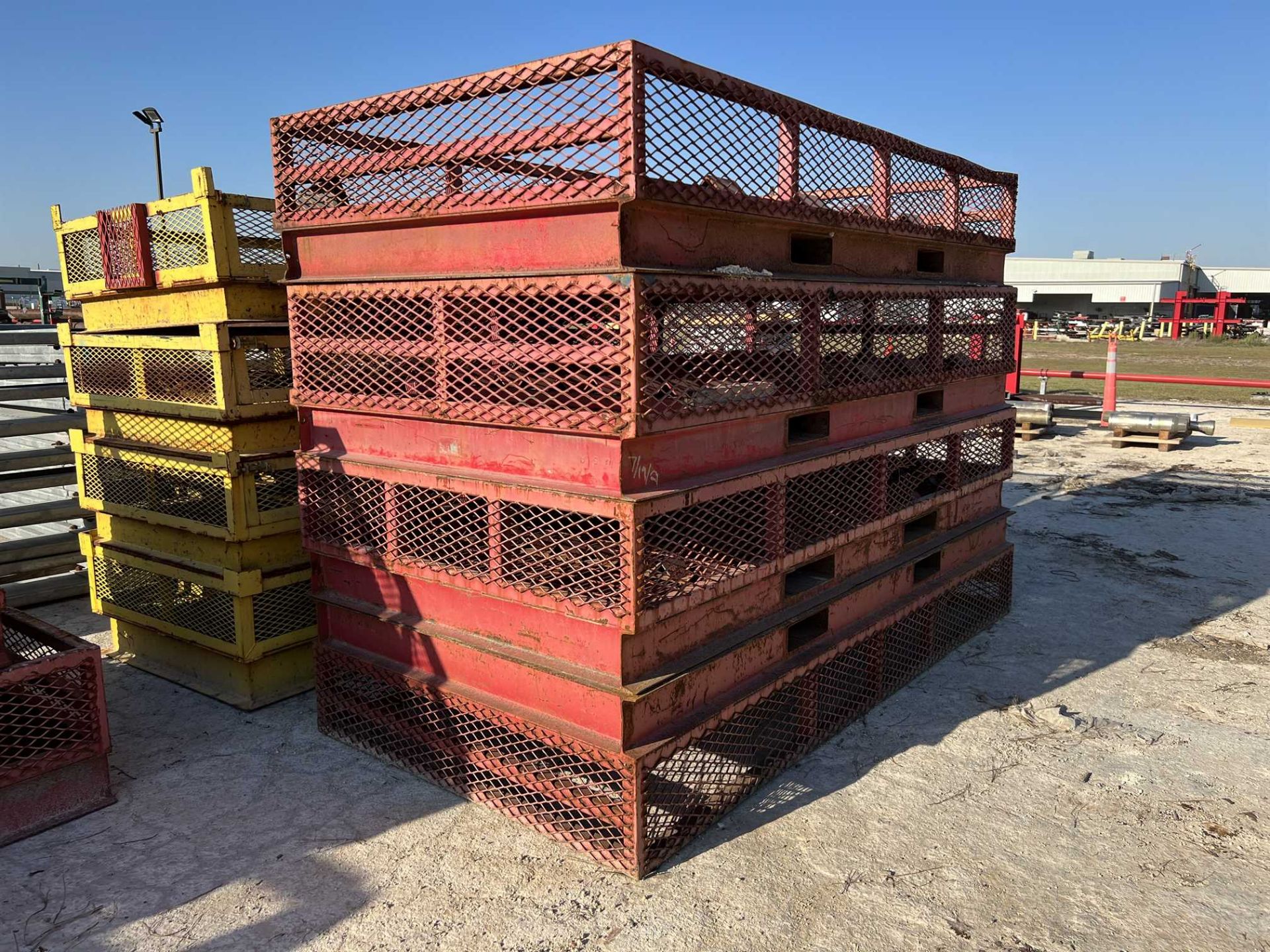 Lot of (14) Wire Mesh Fabricated Baskets, (4) 108" x 48" x 12" High (Yellow), (7) 122" x 62" x 22" - Image 4 of 8