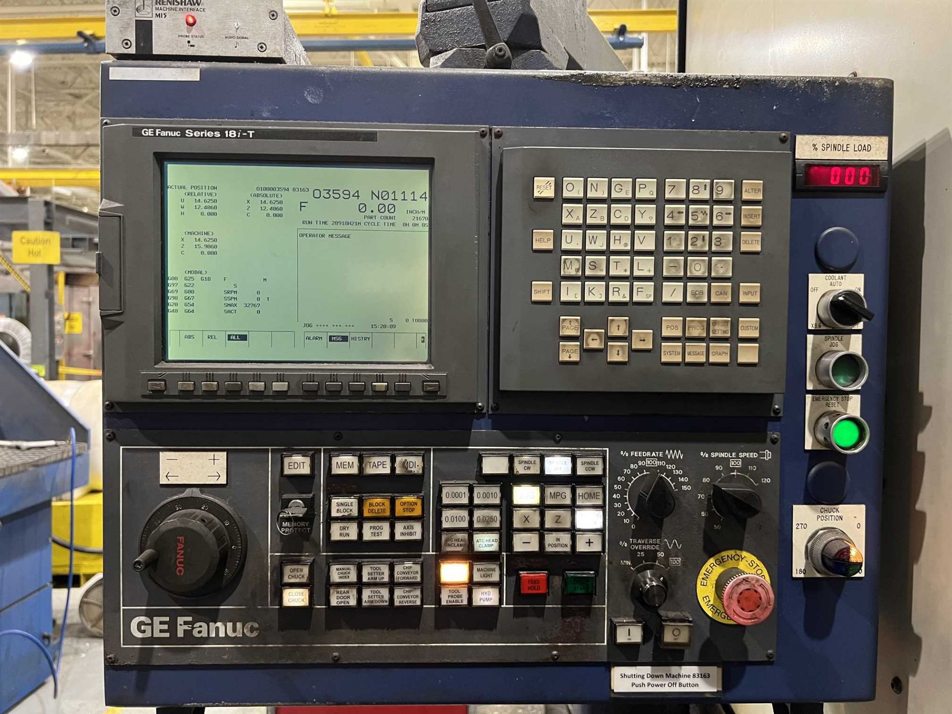 WARNER SWASEY 3SC CNC Lathe, s/n R-1328 (Rebuilt in 2001), w/ Fanuc 18i-T CNC Control, 29.5" - Image 2 of 20