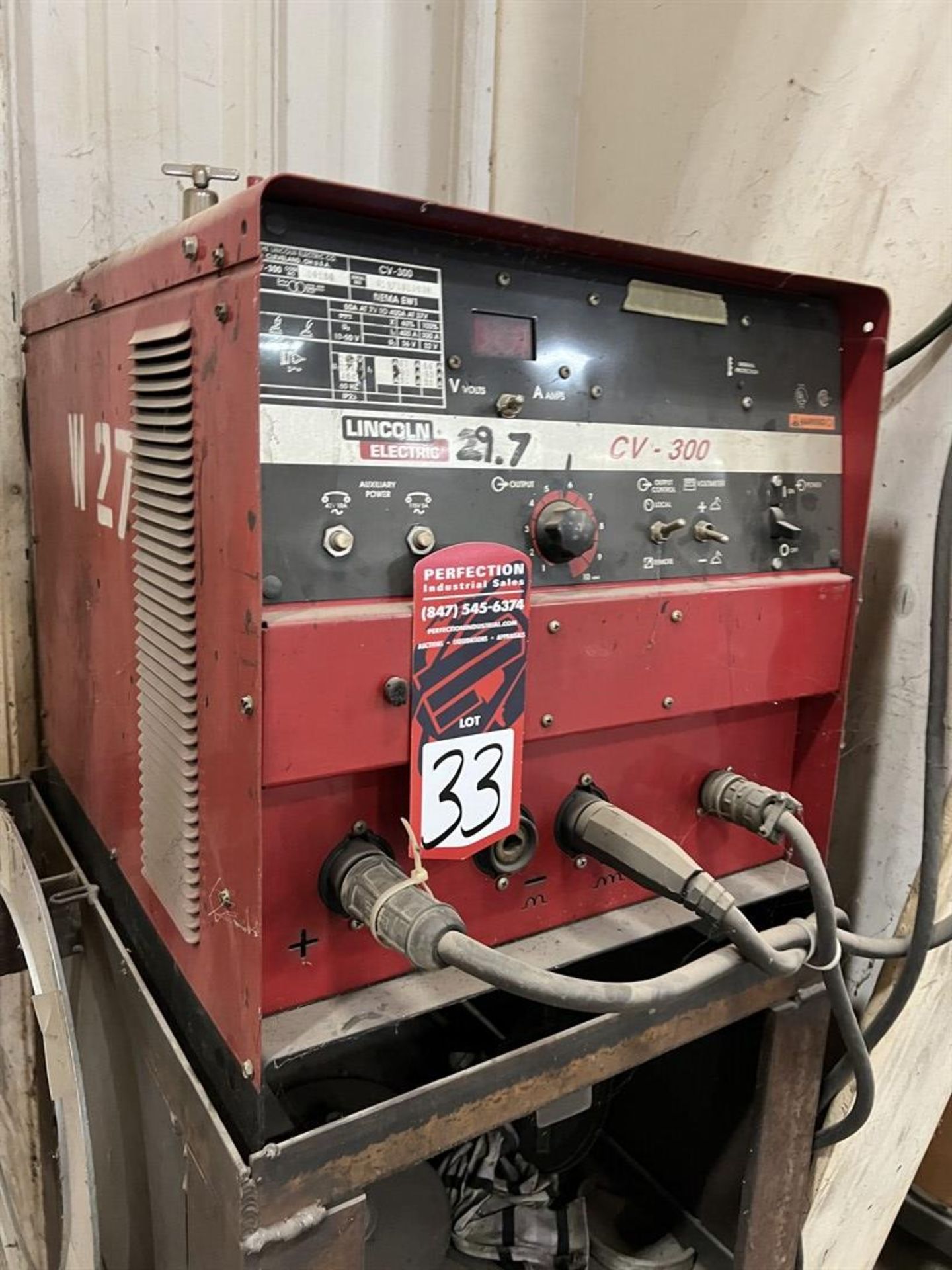 LINCOLN CV-300 MIG Welder, s/n U1971010938, w/ Girder Mounted Boom and Lincoln LN-7 Wire Feeder