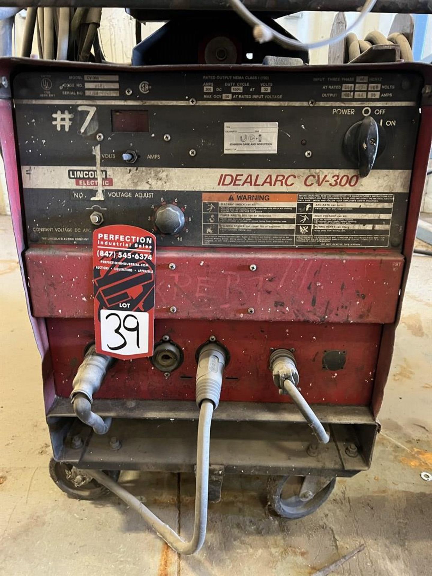 LINCOLN CV-300 MIG Welder, s/n AC822044, w/ Lincoln LN-7 Wire Feeder - Image 4 of 5