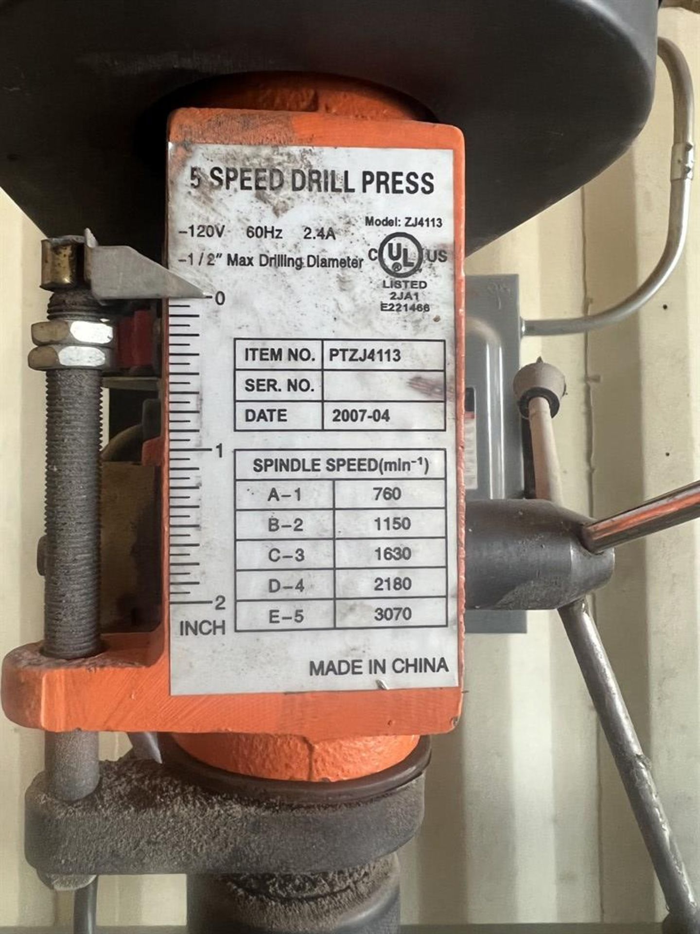 ZJ4113 5-Speed Bench Top Drill Press, 760-3070 RPM - Image 3 of 3