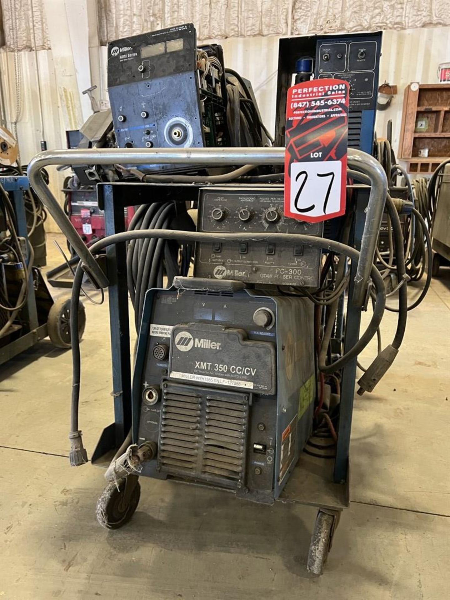 MILLER XMT 350 CC/CV DC Inverter Arc Welder, s/n LF127388, w/ PC-300 GTAW Pulser Control, 60M Wire