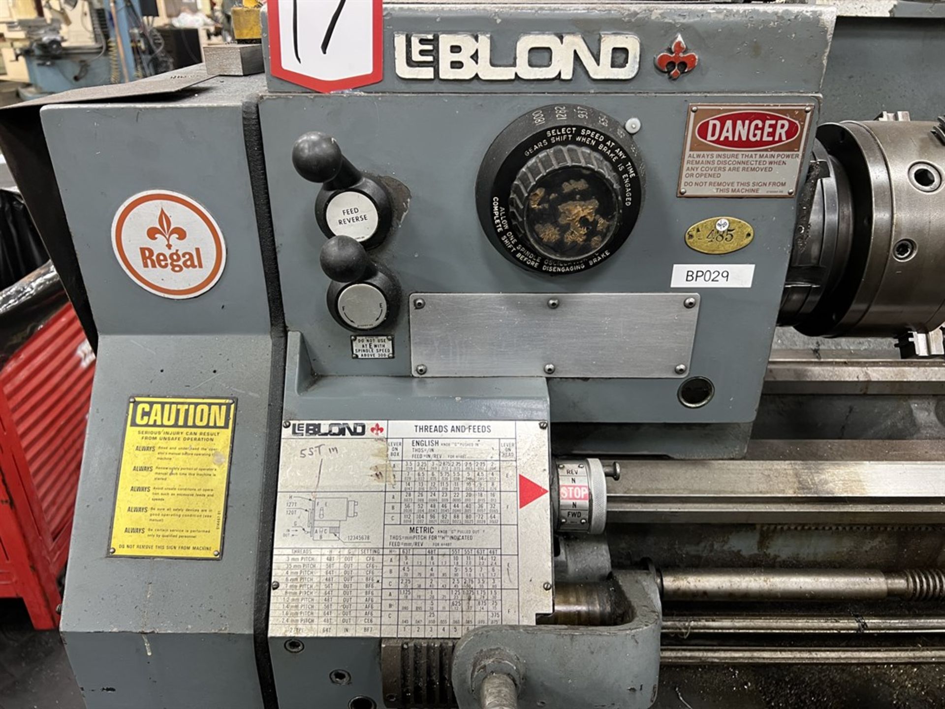 LEBLOND Regal 15” x 30” Tool Room Lathe, s/n 11C930, 8” 6-Jaw Chuck, Quick Change Tool Post, - Image 9 of 12