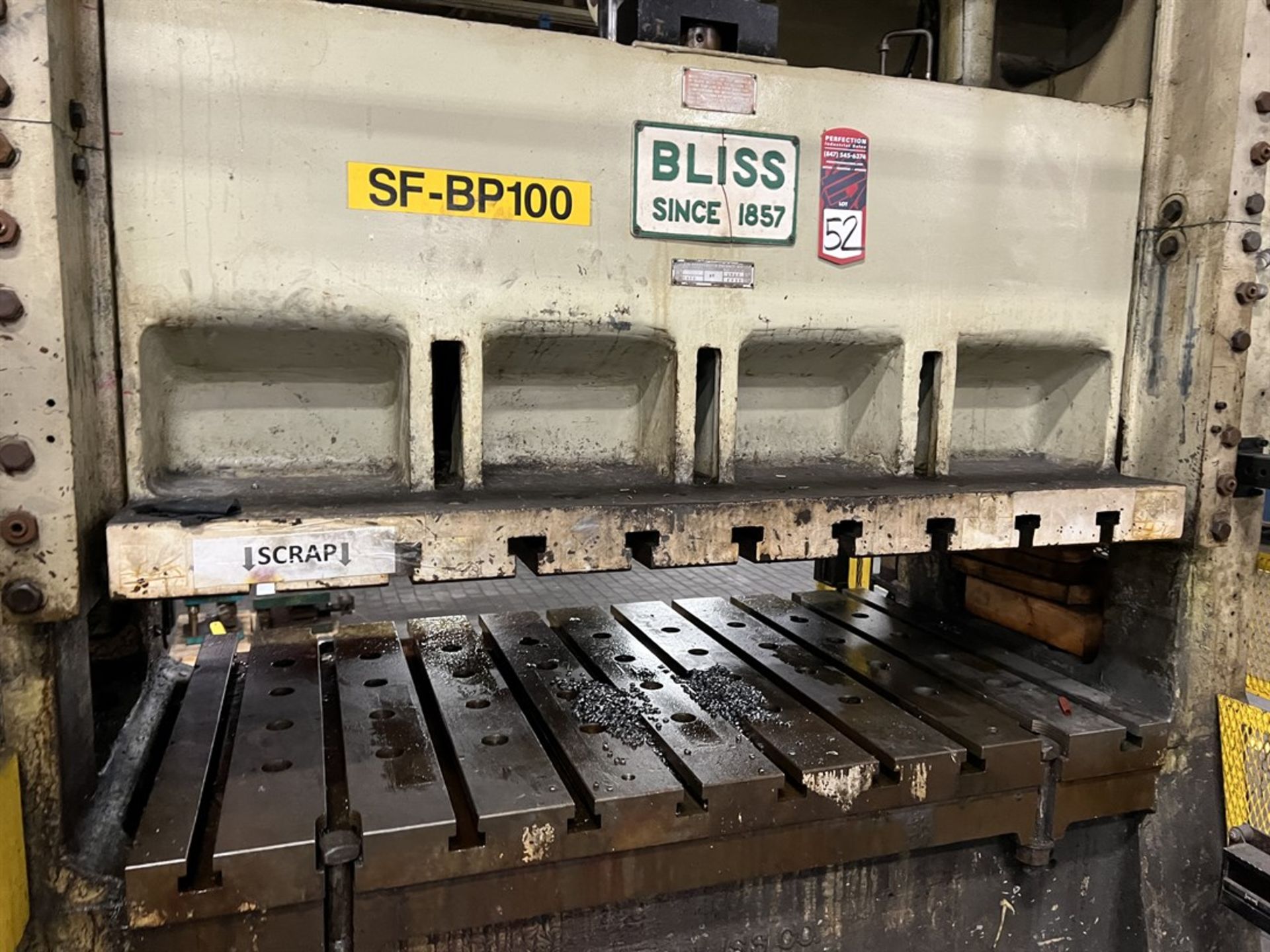 BLISS S2-100-60-36 Straight Side Press, s/n na, 100 Ton Capacity, 60” x 36” Bed, 8” Stroke, 20.5” - Image 3 of 9