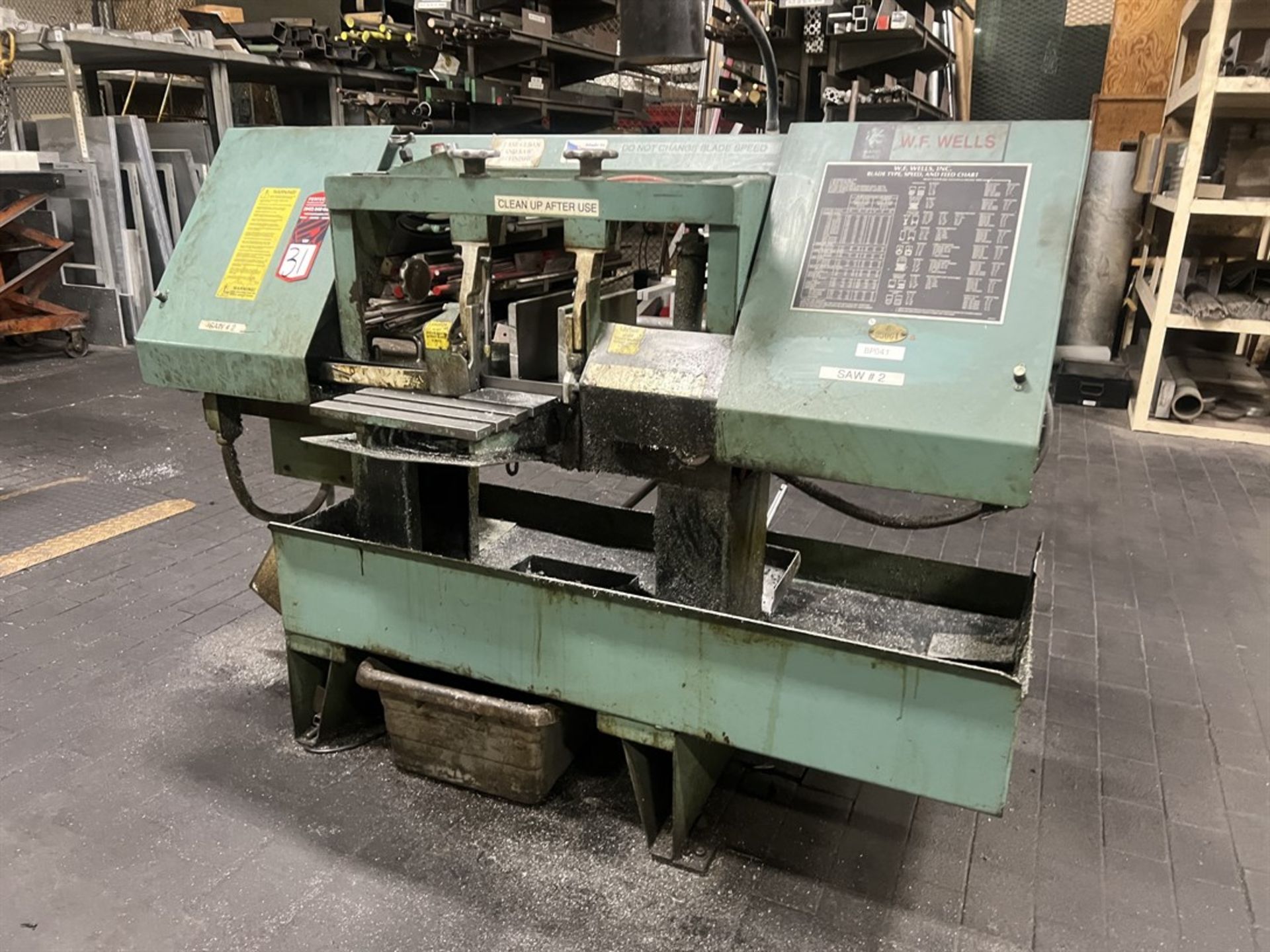 W.F. WELLS L-10 Horizontal Bandsaw, s/n L991104, 10” x 16” Capacity, 1” x .035” x 11’6” Blade - Image 4 of 10